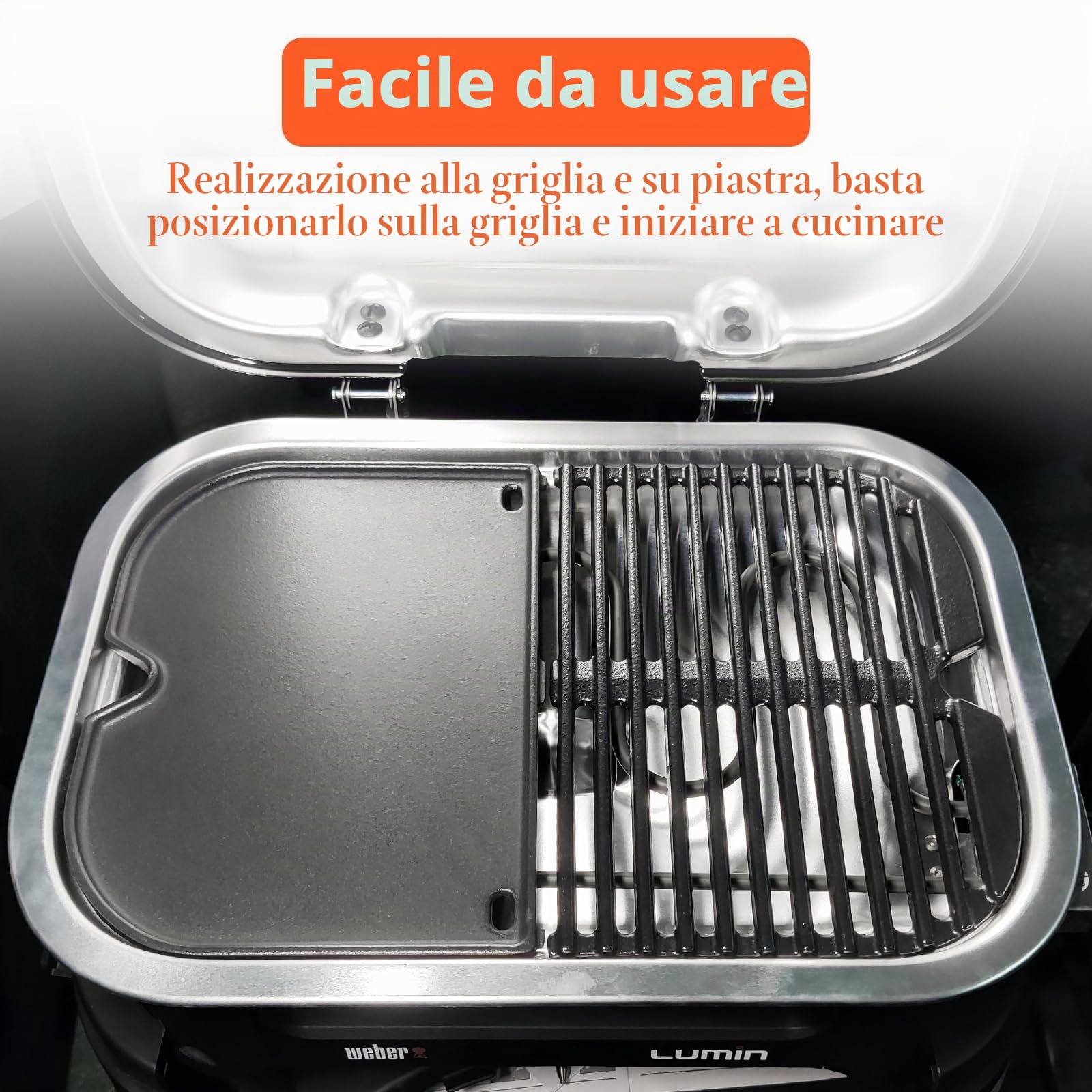 Denmay 28,5 x 21 cm, piastra in ghisa per barbecue Weber Lumin Compact, padella di ricambio per barbecue Weber Lumin Compact, 1 confezione