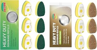 HELIME Natural Dishwand Refills Sponge, Non Scratch Dish Wand Sisal Hemp Replacement Brush Head,Dishwand Refills Sponge Heads,Dish Wand Refill Non Scratch Replacement