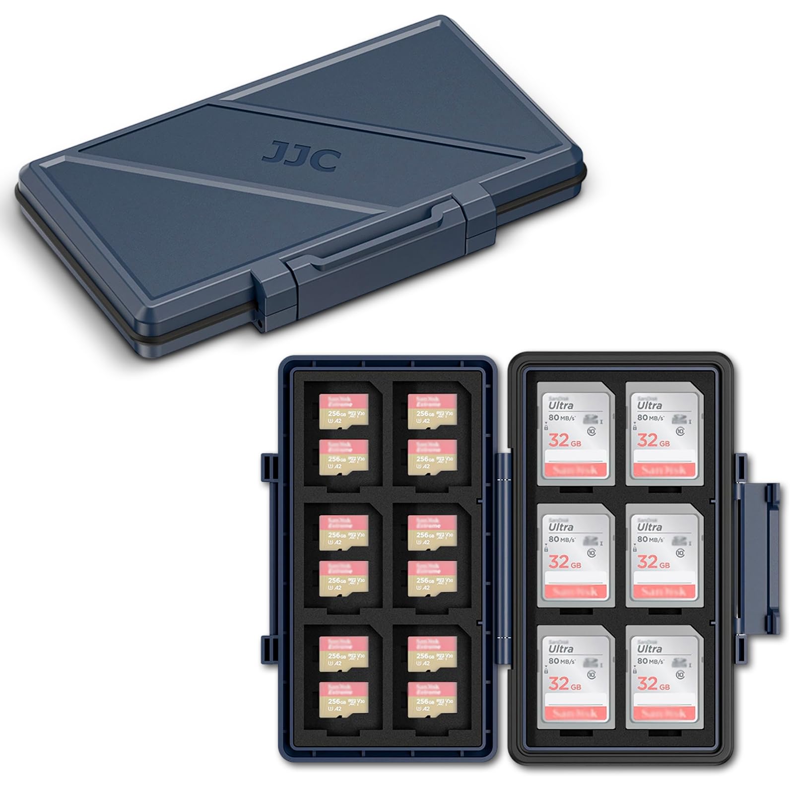 Navy Blue Memory Card Case Micro SD TF SD Card Case Storage Holder Wallet