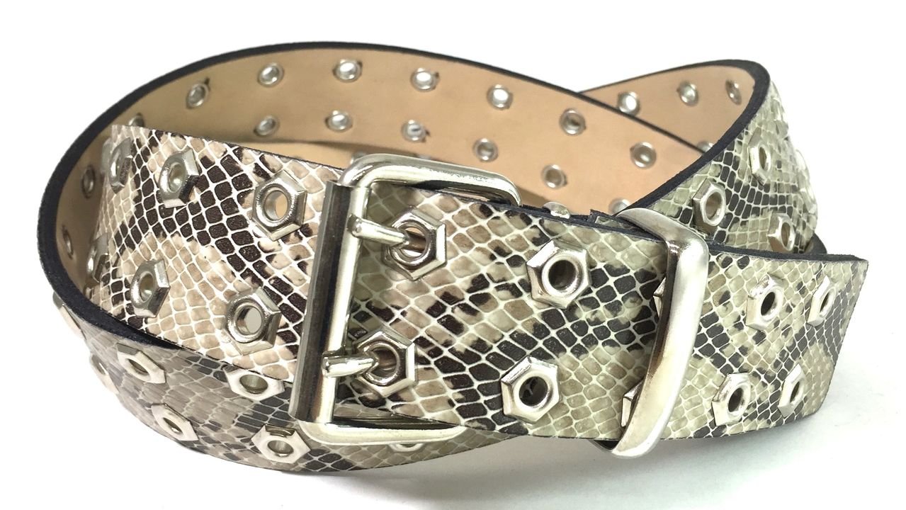 EDNA Double Hole Studded Lifestyle Belt 40 Python Skin Design