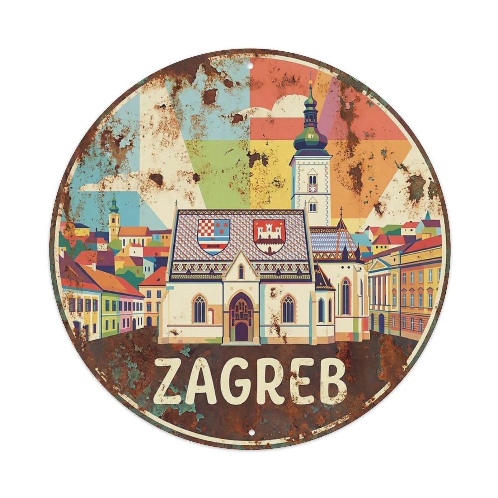 Vintage Travel Croatia Zagreb（1） Metal Tin Sign