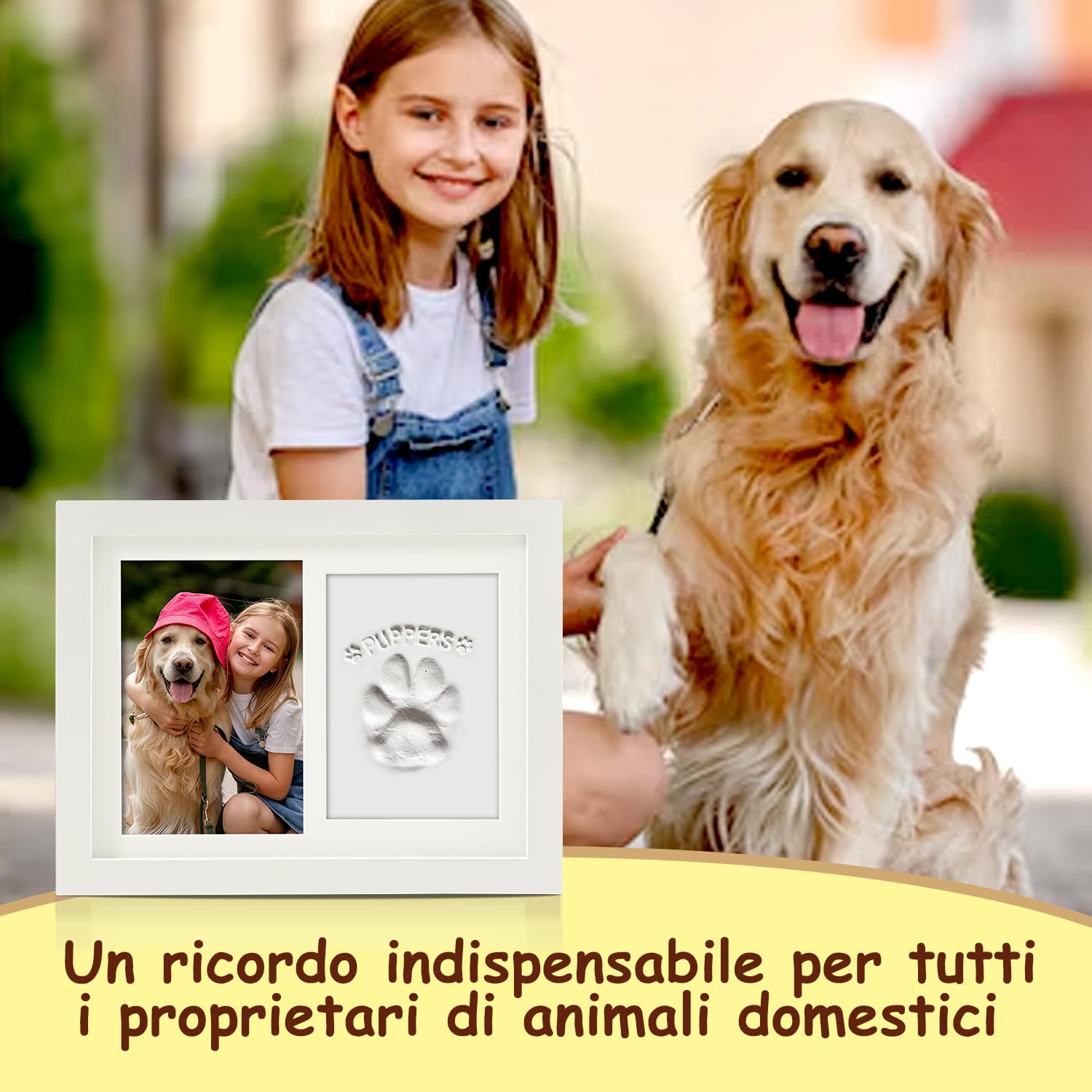 Cornice per Foto Animali Domestici con Argilla Impronta, Shadow Box 6" x 4" Bianco