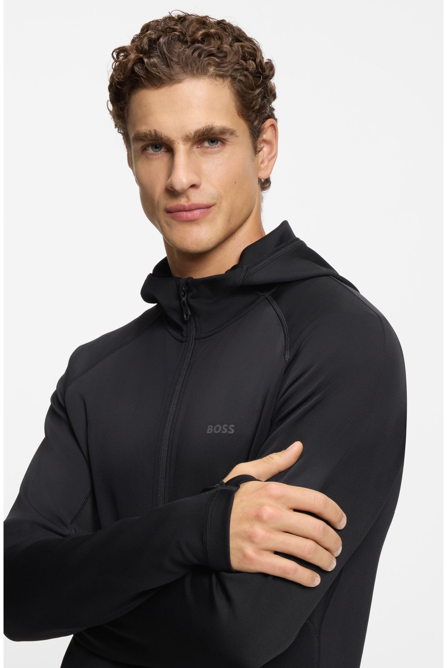 BOSS Active Hoodie Mit Reißverschluss Und Reflektierendem Branding