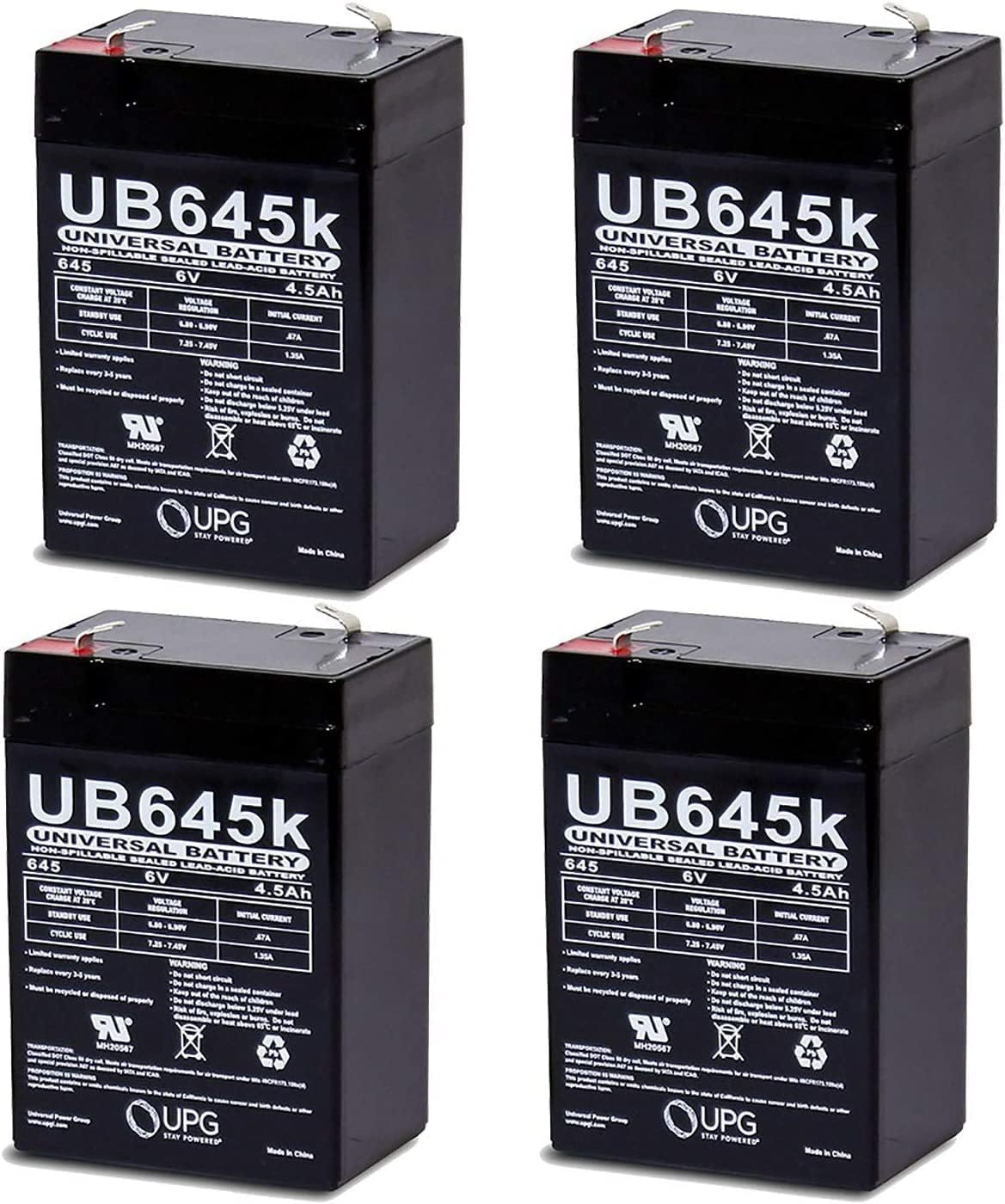 Universal Power Group UPG UB645 Sealed Lead Acid Batteries - 4 Pack