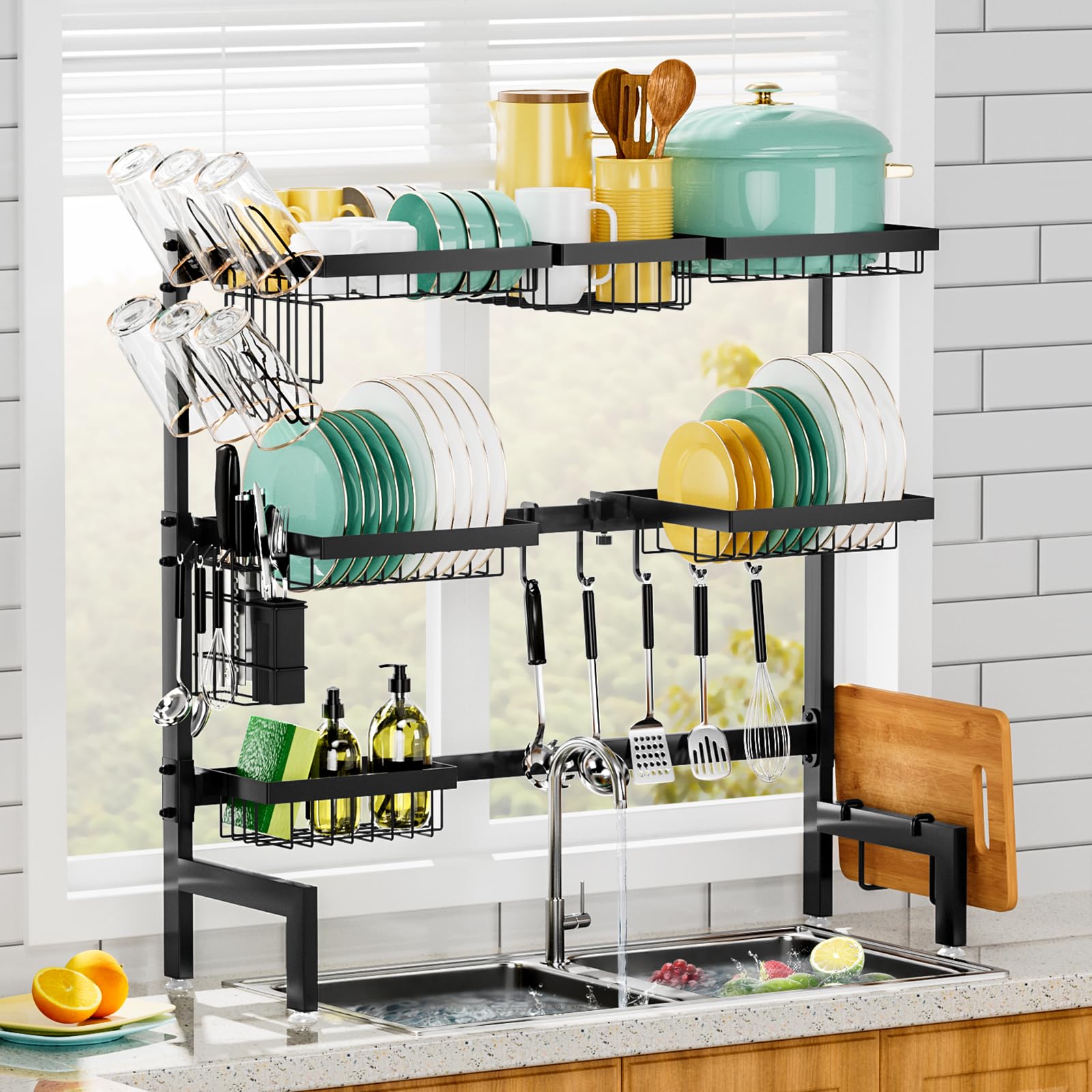 Over The Sink Dish Drying Rack Expandable Length Tier