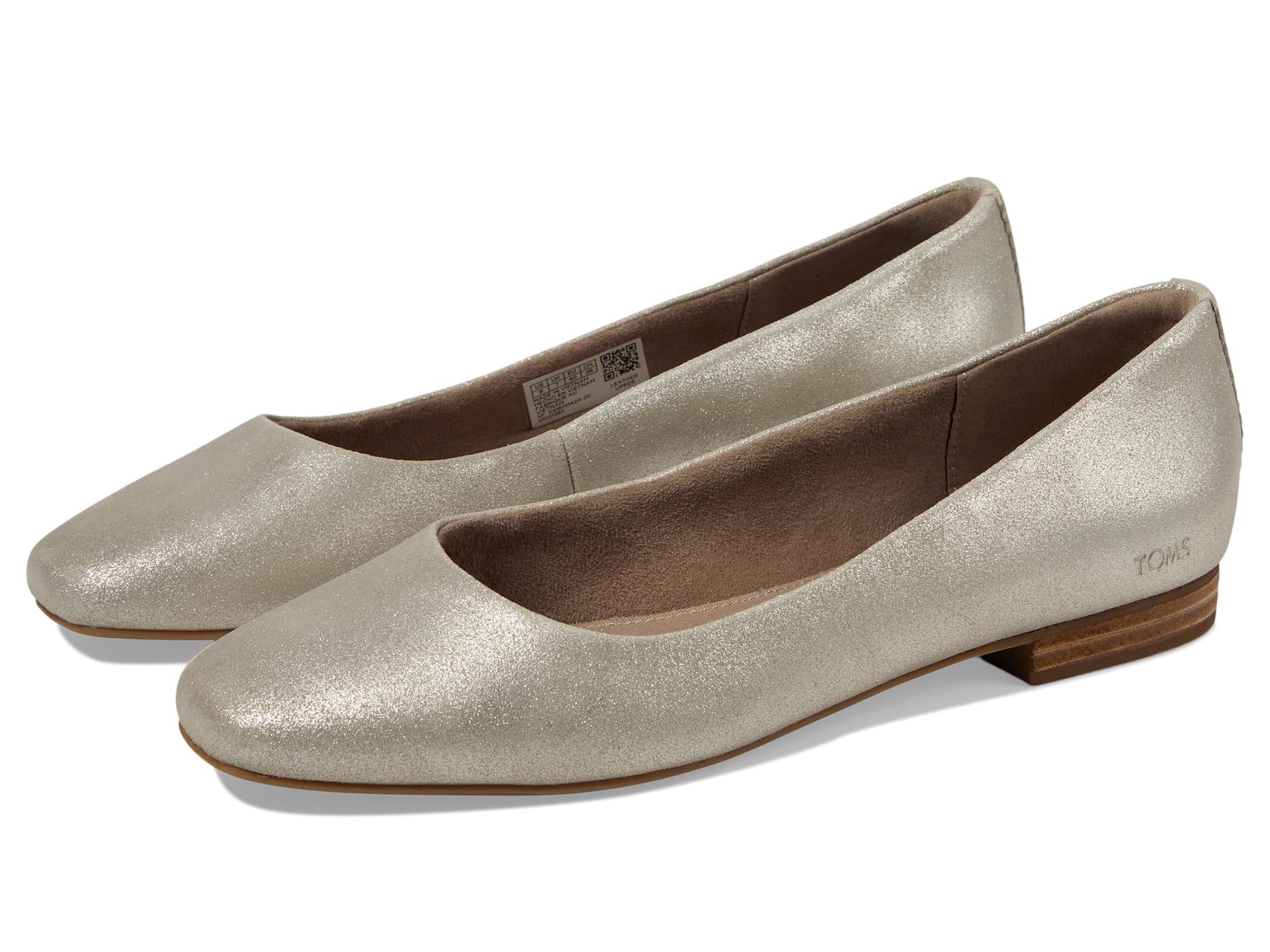 TOMS Women's Briella Ballet Flat, Champagne Metallic Suede, 5.5 UK