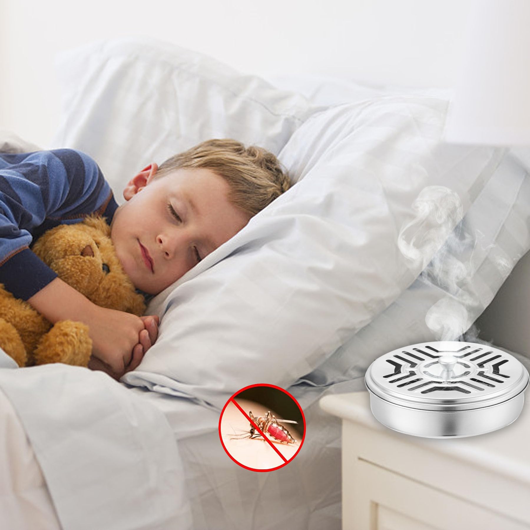 4pcs Porta Spirali Antizanzare Bruciatore di incenso,incenso Porta Bobine per zanzare,Bobina di Zanzara,Scatola Della Bobina Della Zanzara,Incenso Tondo con Coperchio e Maniglia,Porta Zampirone Metall