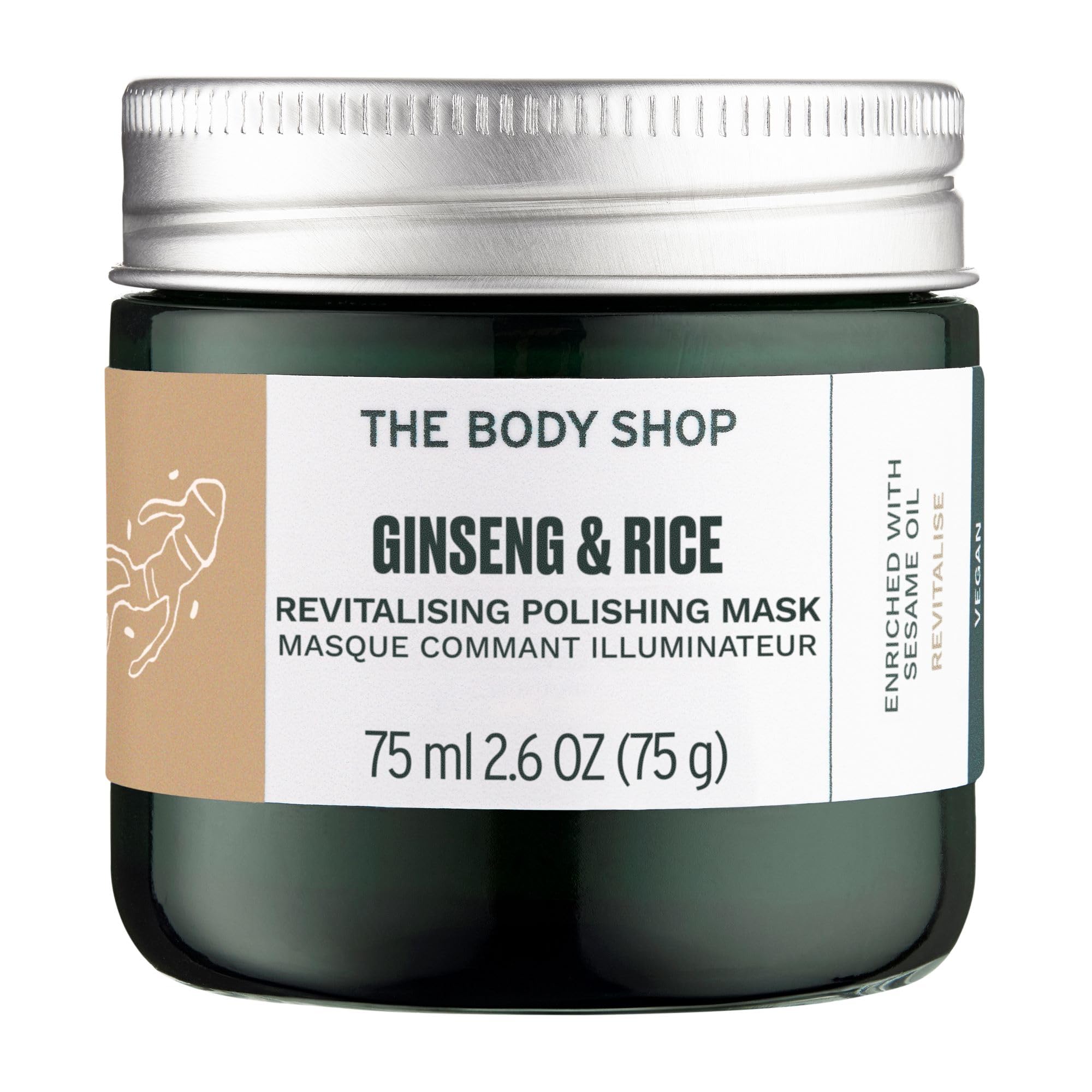 The Body Shop Chinese Ginseng & Rice Clarifying Polishing Mask, 2.5 Oz