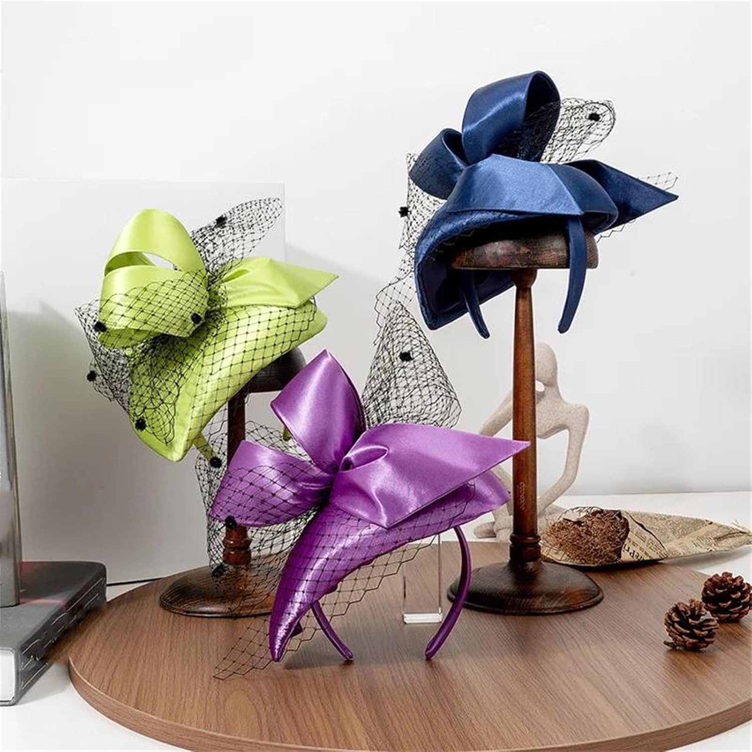 Women's Fascinator Headband With Veil Vintage Pillbox Hat Bridal Wedding Cocktail Tea Party Dressy Derby Hat