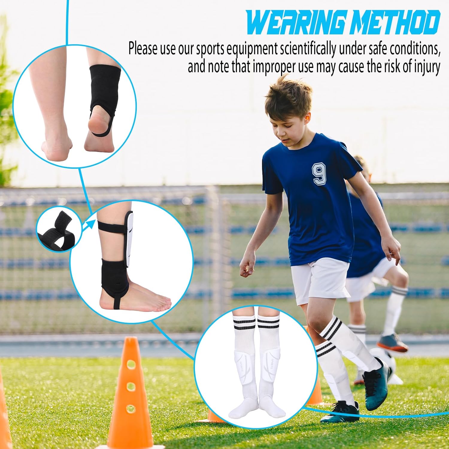 Soccer Shin Guards and Socks Kids Youth Lightweight Soccers Pads Defender with Ankle Protection Ski Shin Guards Football Equipment for Age 4-14 Toddler Boy Girl - Image 5