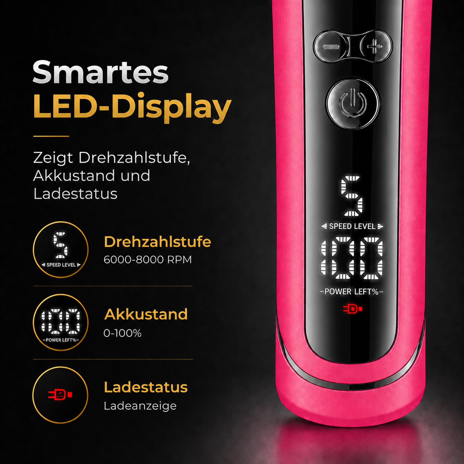 VGR 199 Haarschneidemaschine Profi Mit Einstellhebel,Geschwindigkeitsregler | Kabelloser Haarschneider Mit Ladestation, Clipper Haarschneider Mit Keramikklingen, 6 FüHrungskamm, LED-Display