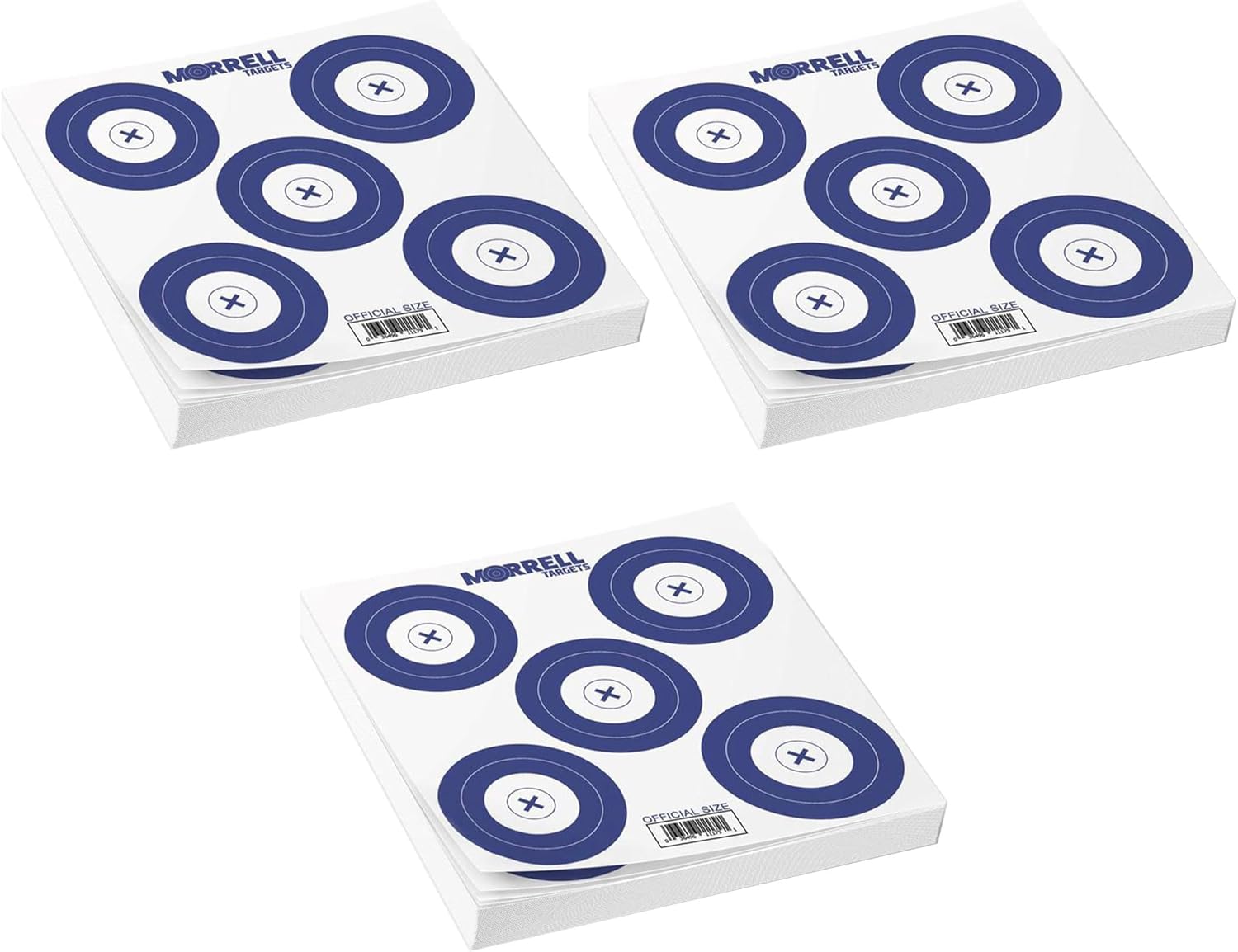 Morrell Targets 100 Count Archery NFAA Official Size 5 Spot Card Stock Paper Training Target Face Set for Outdoor Sports and Recreation, 3 Pack, Blue