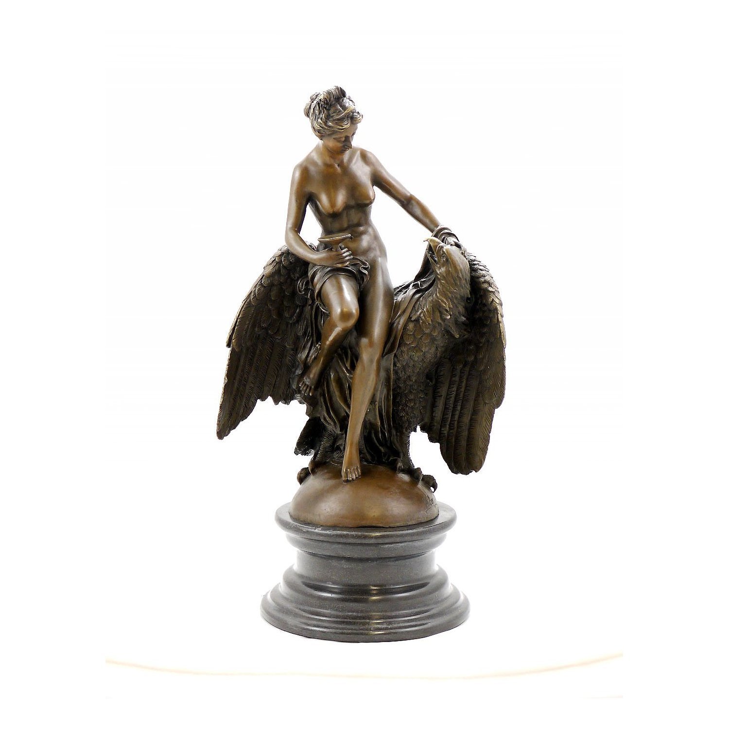 Kunst & Ambiente - Jungfrau mit Adler - L. C. Buhot - signiert - Jugendstil Skulptur - Bronzefigur - Bronze Plastik - Wohndeko - Erotik Akt - Edel