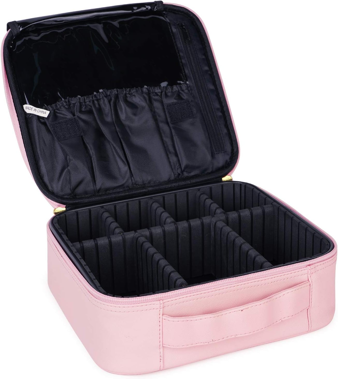 Narwey Travel Makeup Bag Large Cosmetic Bag Make up Case Organizer for Women and Girls (Pink-2)