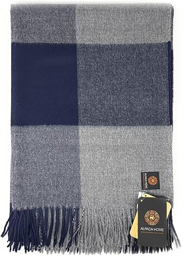 Vista 26 de Manta de alpaca Cheeky Checks 100% lana de alpaca bebé 6.6 pies de largo x 4.25 pies de ancho hipoalergénica, suave y acogedora (fin de viaje)