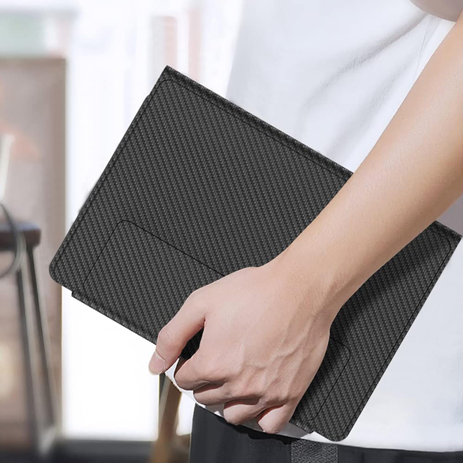 DEMCERT Wireless Bluetooth Keyboard Flip Leather Travel Carrying Case Cover with Stand for Galaxy Z Fold 5 /Z Fold 4/Z Fold 3/Google Pixel Fold (Carbon Fibre)