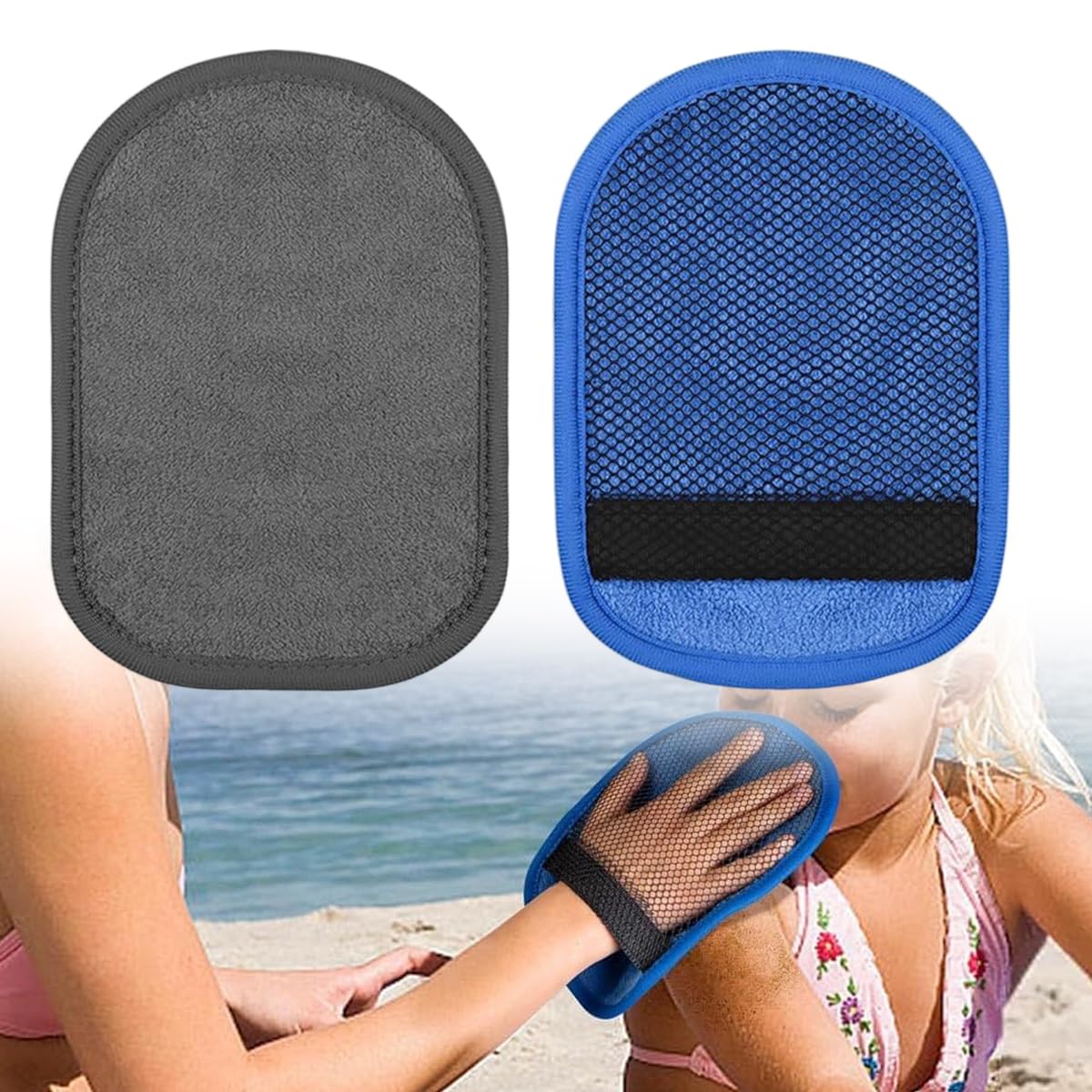 Proberos® 2 Pcs Sand Remover for Beach, Soft Sand Wipe Off Mitts- Beach Sands Remover Cleaner Mitts Bag for Beaches Activities Volleyball Sandboxes