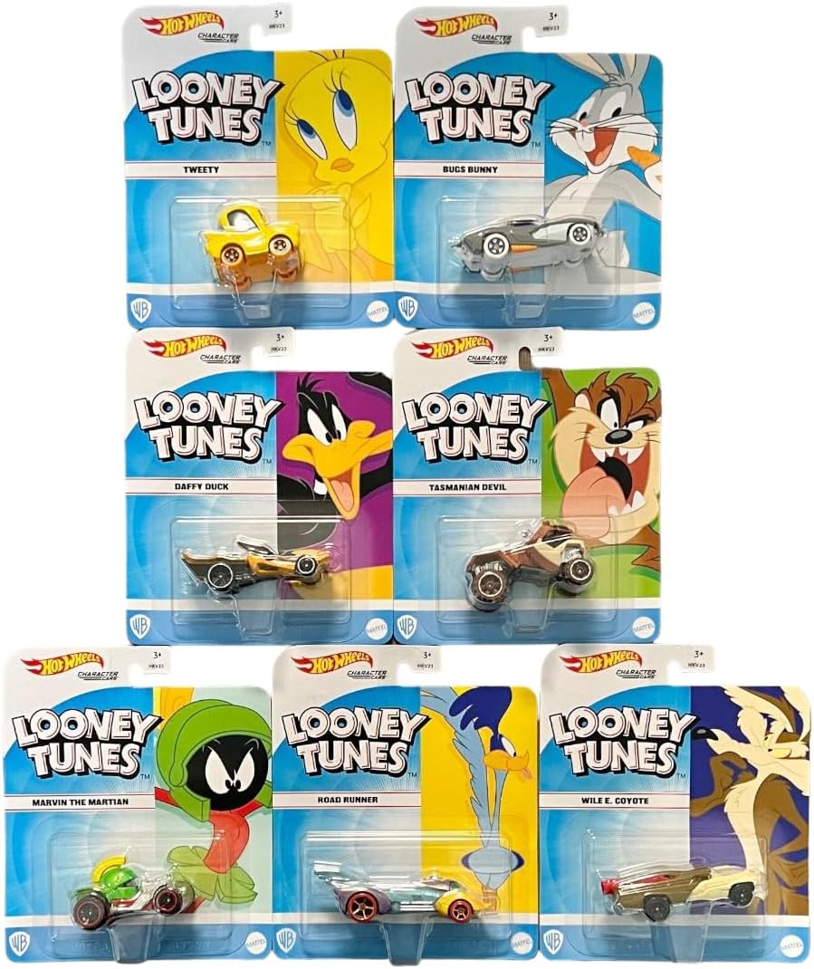 Hot Wheels Looney Tunes Character Cars Complete Set of 7 Diecast Vehicles Bundle from HKV23-956D Release
