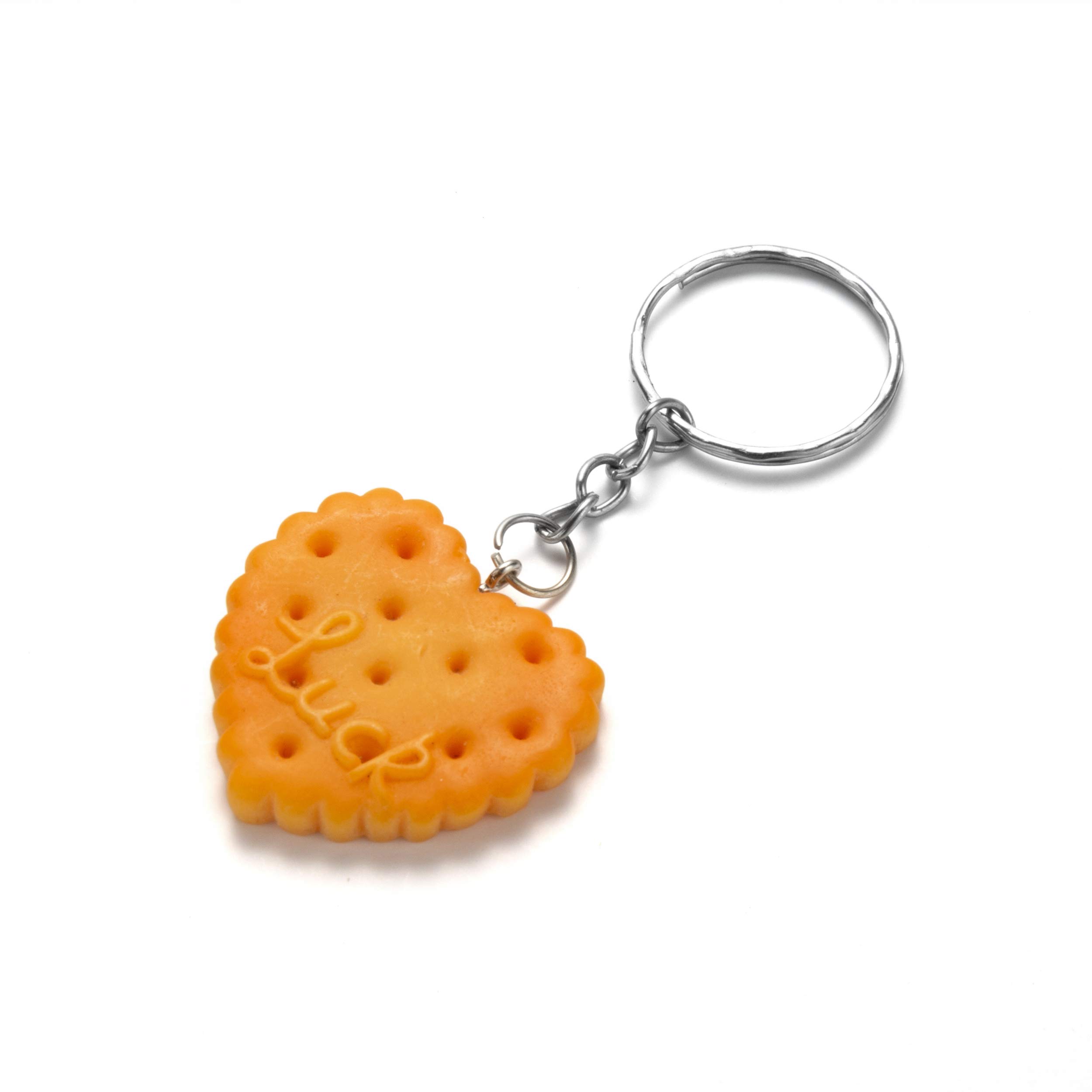 Orange Keyring /Novelty Keychain - Heart Biscuit
