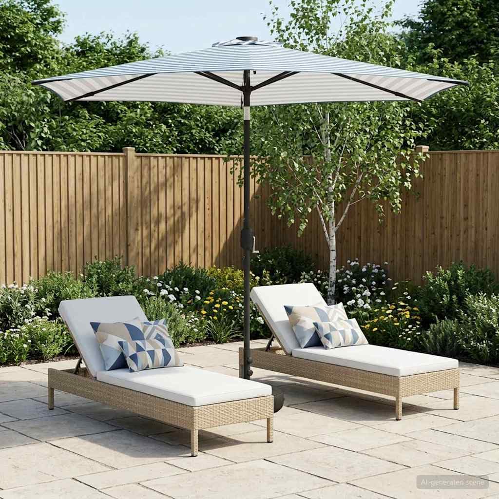 SYDE Parasol ogrodowy ze światłami LED i podstawą 270 x 270 cm poliester