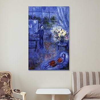 シャガール　絵画 マルク シャガール絵画「恋人たちとマーガレットの花」額縁4色