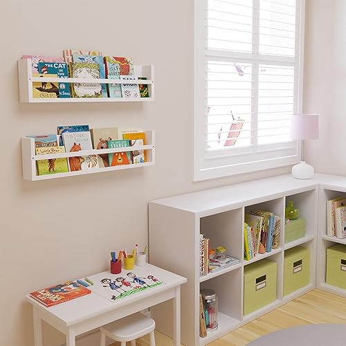 Miniatura 2 de Brightmaison Polynez - Estantes flotantes de 30 pulgadas para guardería y niños, juego de 2 estantes flotantes de madera, color blanco