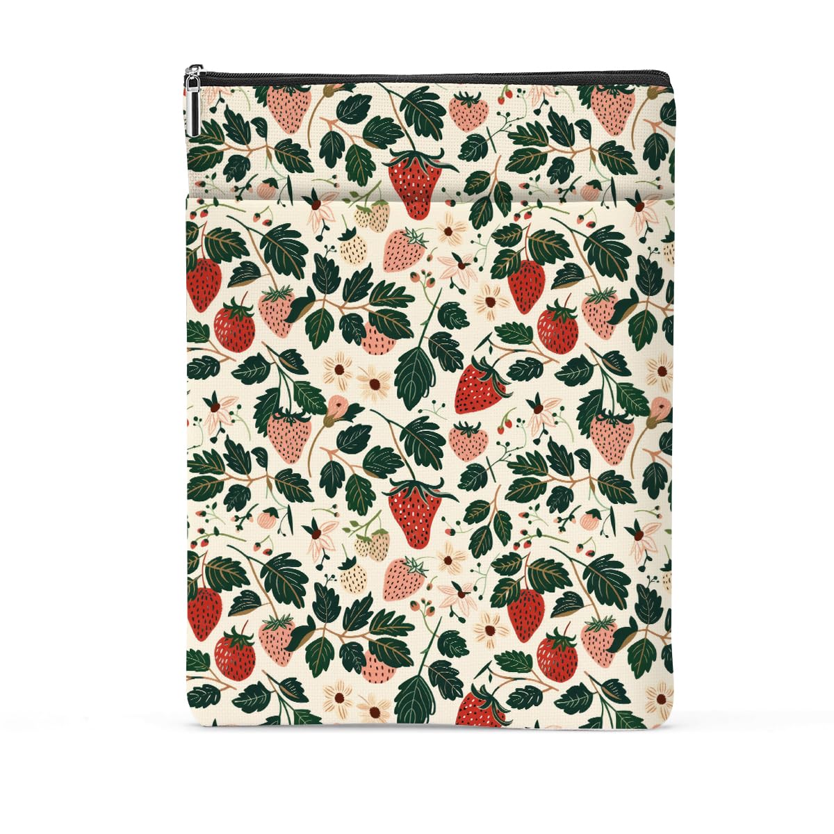 Book Sleeve Books Protector Books Pouch Book Lovers Gifts Bookish Gifts Waterproof Cover with Zipper for Strawberry Printed Gift Bag for Women