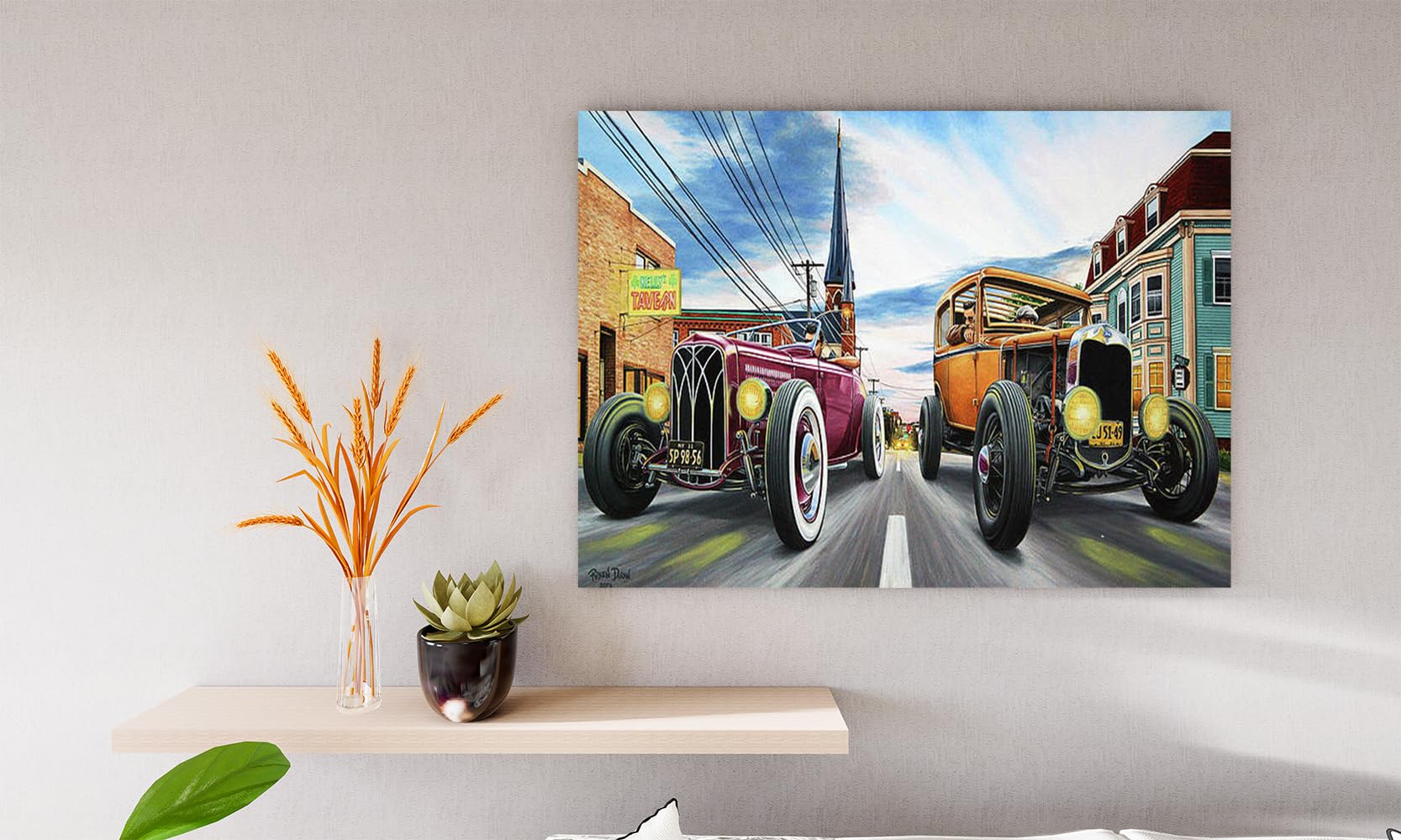 VERRE ART Printed Framed Canvas Painting for Home Decor Office Wall Studio Wall Living Room Decoration (14x10inch Wrapped) - Riff Raff Race 5