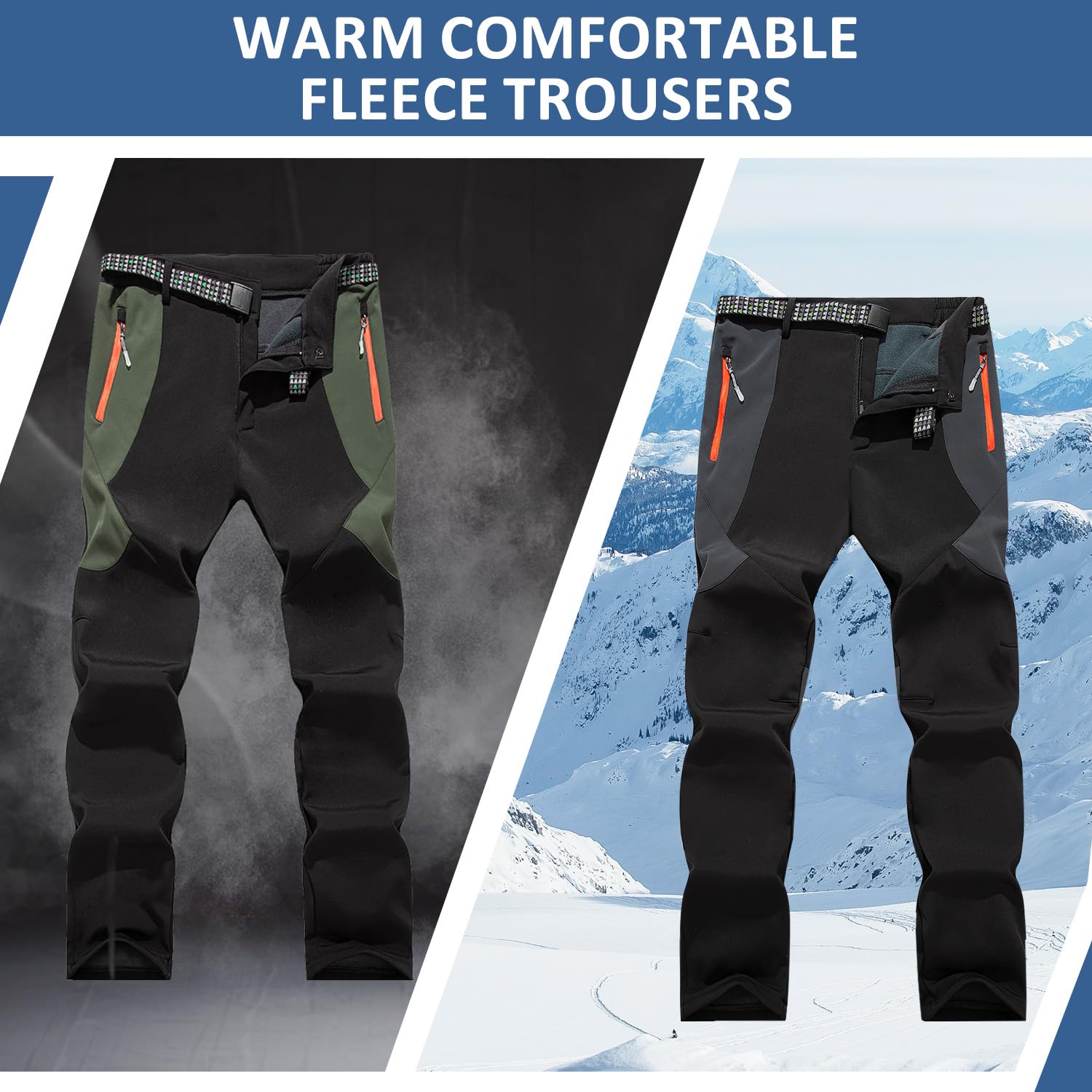 LHHMZ Pantalones cálidos de Invierno para Hombre al Aire Libre Pantalones de montaña de Forro Pantalones Casuales para Caminar y Esquiar