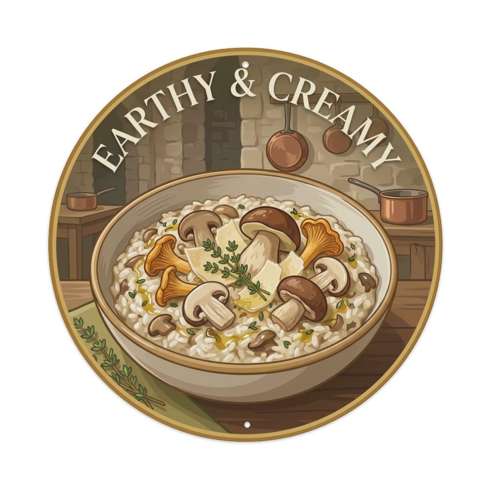 Metal Tin Sign Mushroom Risotto Gourmet Food