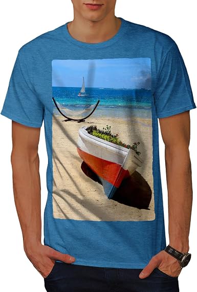 wellcoda Barca Bellissimo Mare Natura Uomini Maglietta Oceano T-Shirt con  Stampa Grafica : Amazon.it: Abbigliamento