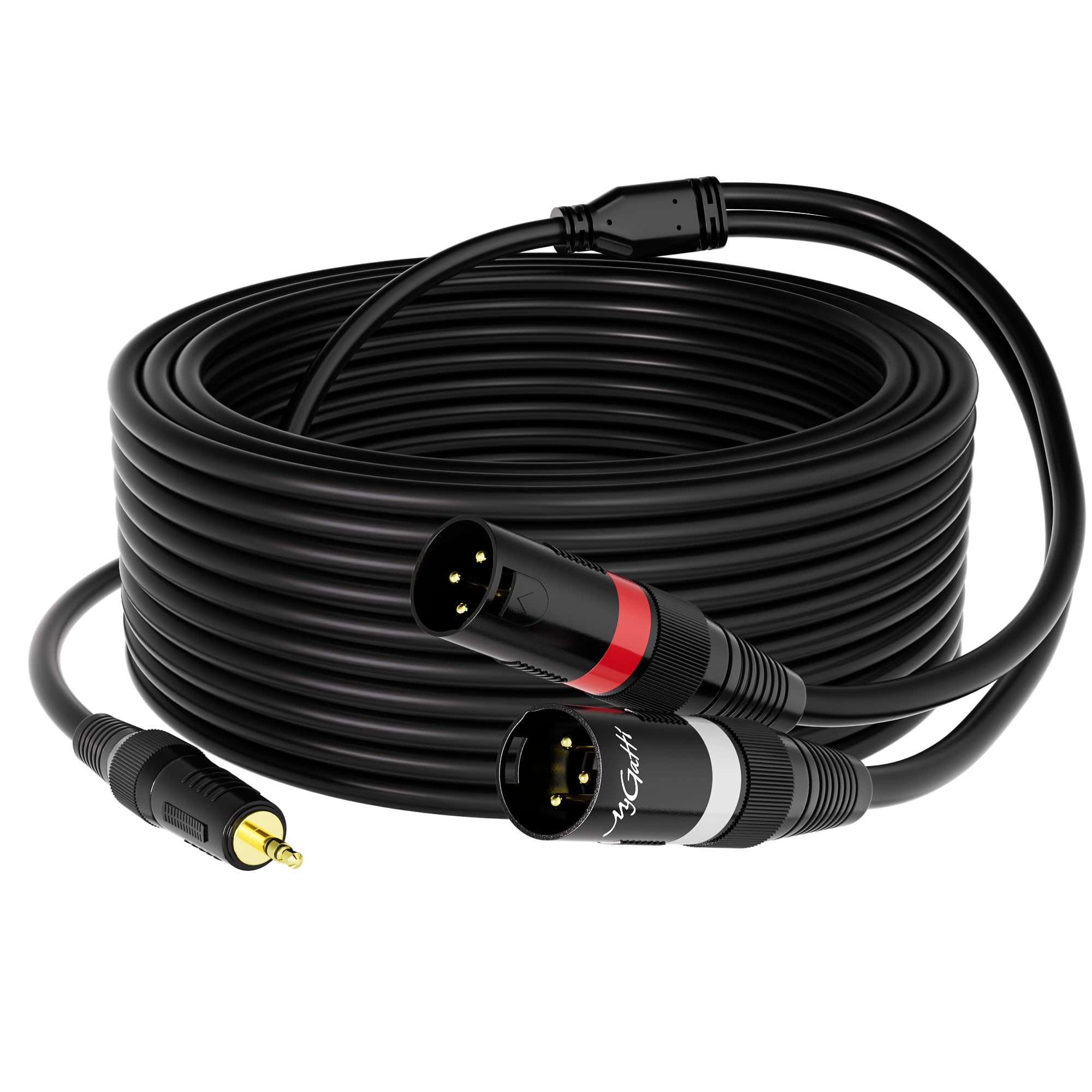 Câble stéréo TRS 3,5 mm vers 2 XLR Pro 15,2 m, câble adaptateur répartiteur en Y mâle de 0,3 cm vers double XLR mâle, câble de dérivation auxiliaire vers double XLR, câble de microphone