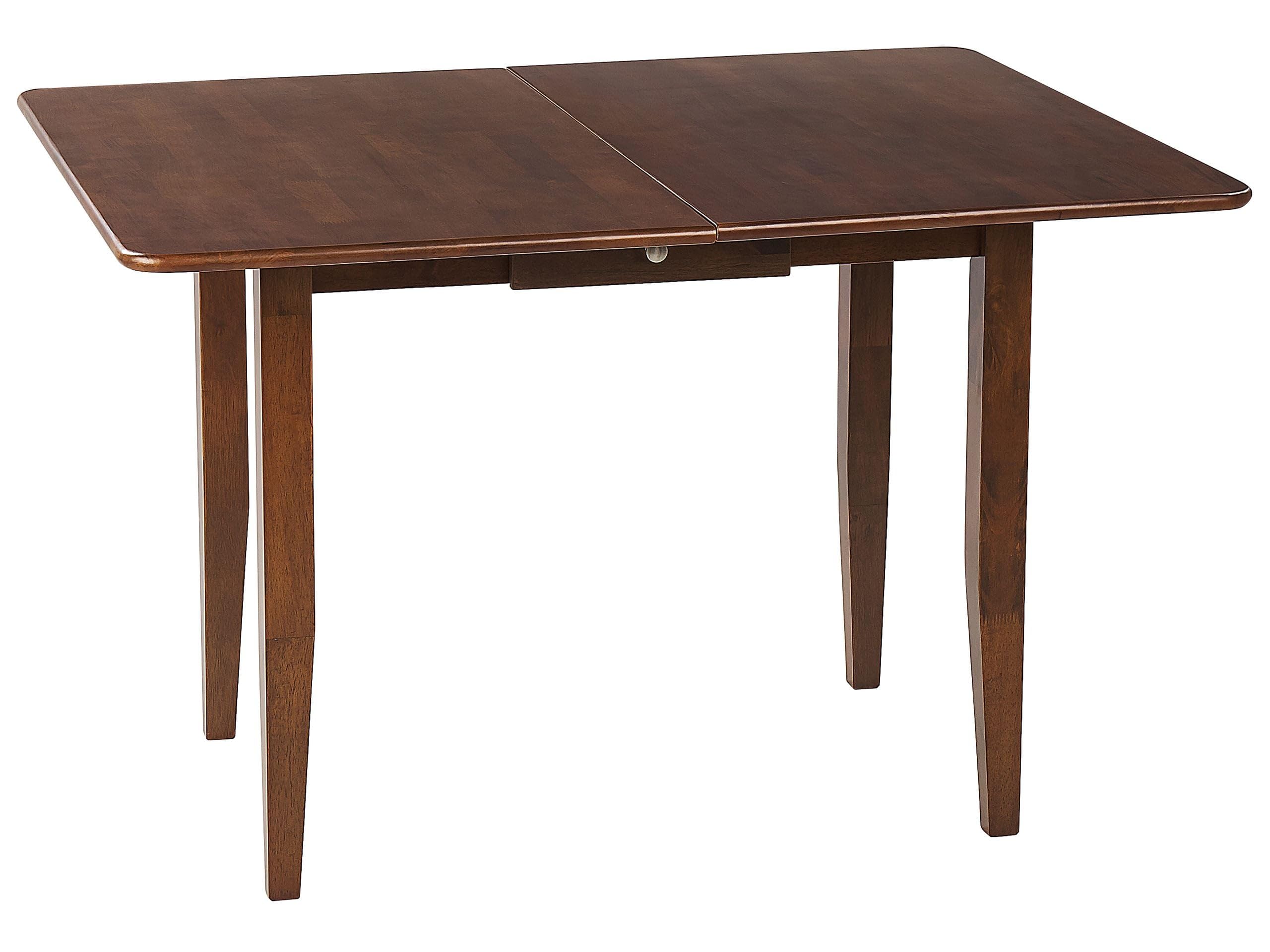 Beliani Esstisch 90/120x60cm Gummibaumholz Dunkelbraun ausziehbar mit Schublade Masela