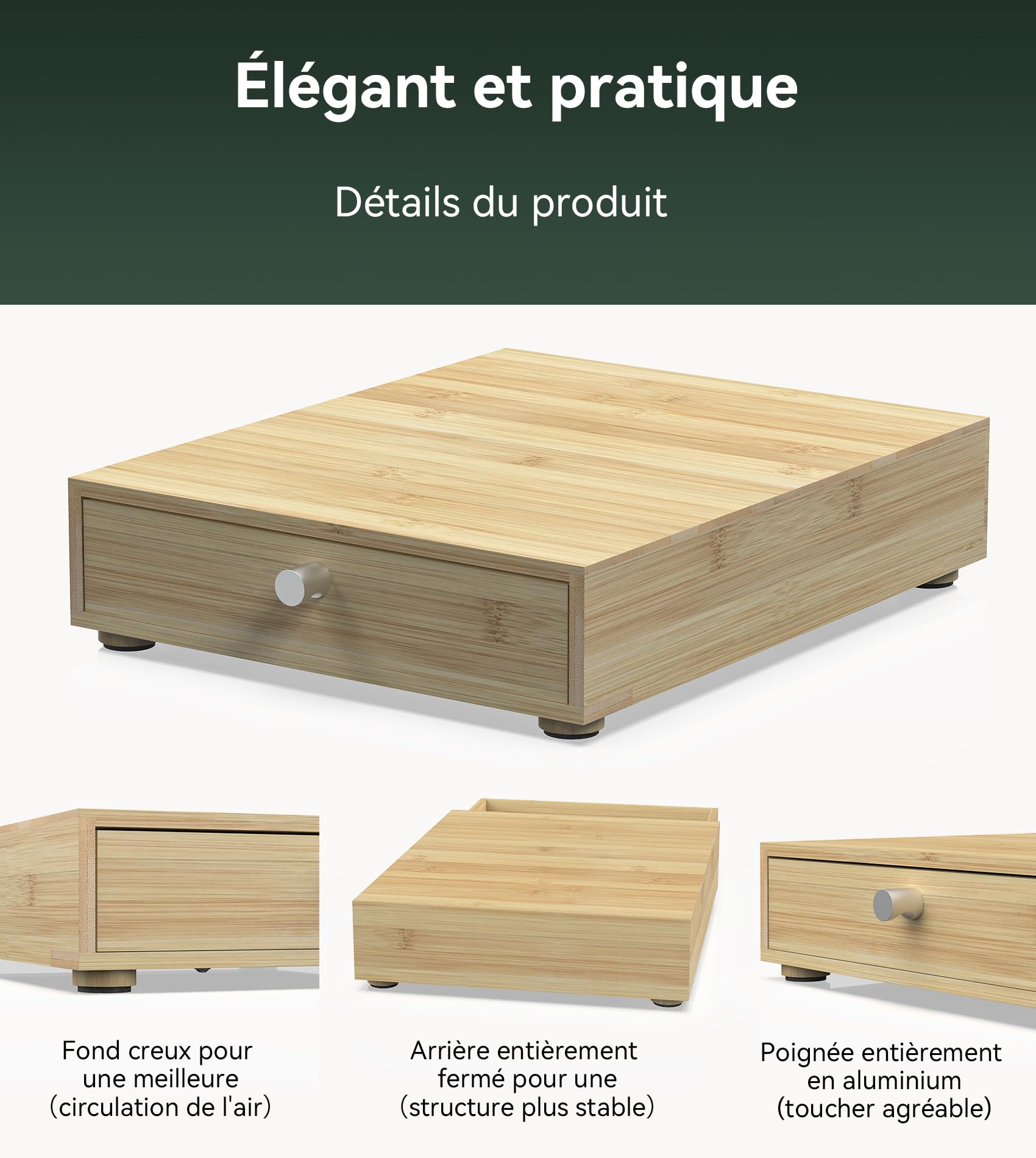 WELL WENG pour Original Line Nespresso avec 1 Tiroir - Rangement 48 Capsules Capacité - bambou (36,8 x 29,7 x 8,1 cm)