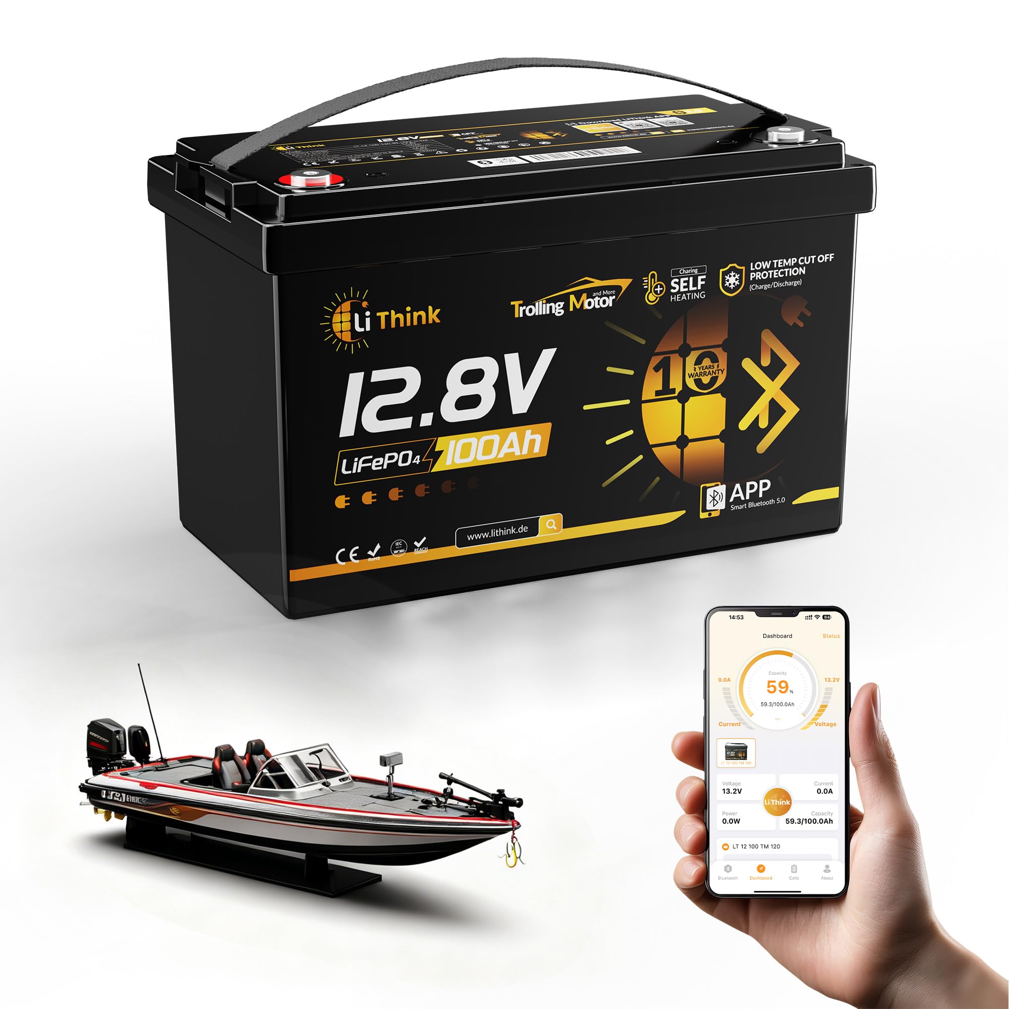 Amazon.com: Li Think 12.8V 100Ah LiFePO4 Battery, 4000+ Deep