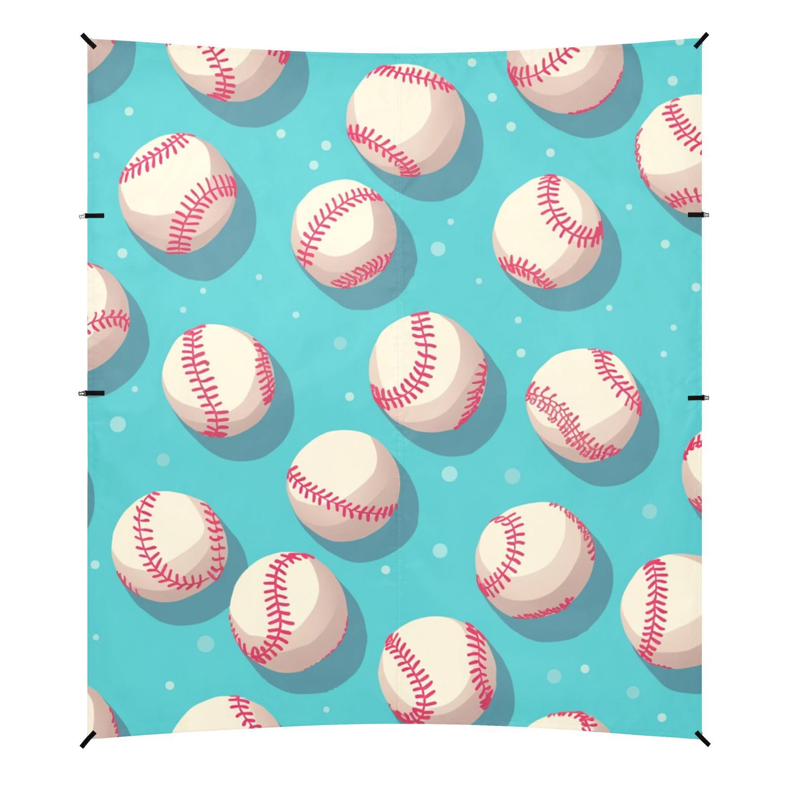 Baseball Pattern Beach Cabana Tent UPF50 Lightweight Sun Shelter with Sand Shovel for Backyard and Camping