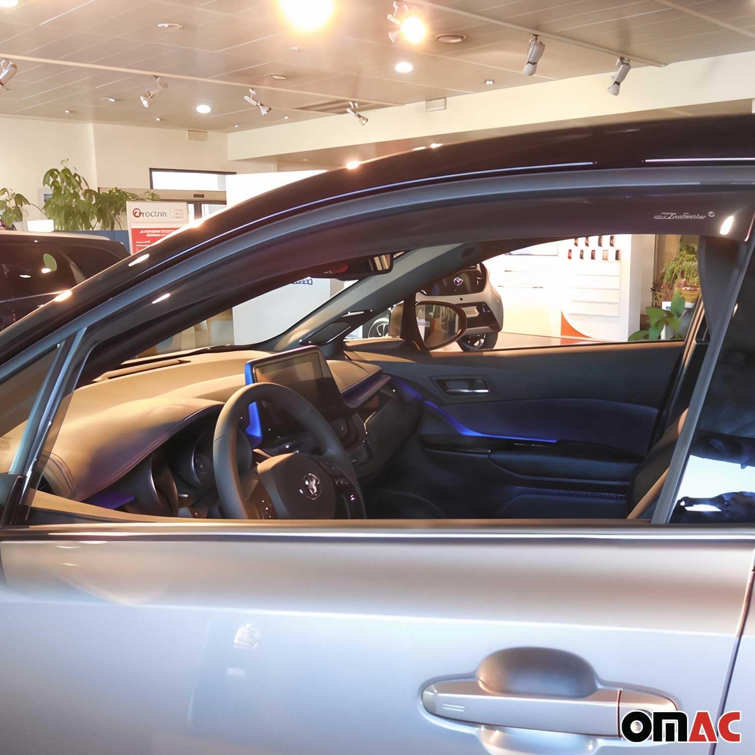 OMAC Window Visor Vent Rain Guard Deflector for Toyota C-HR 2018-2022 Black Smoke 4 Pcs