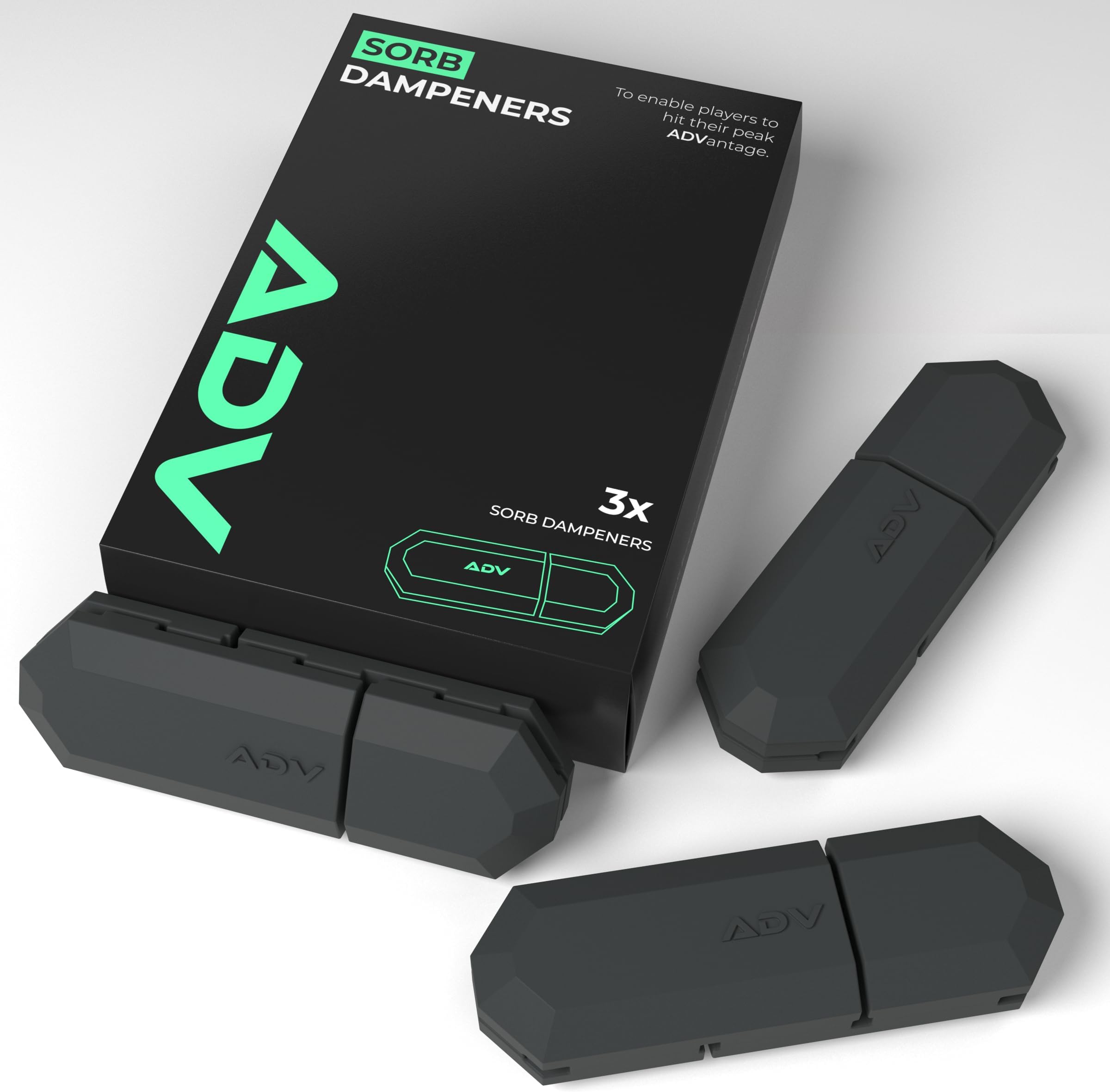 ADV Tennis Dampener with Custom Feel - 3 Pack - Racket Shock Absorber to Reduce Vibration, Relieve Symptoms of Injury and Stay on the Racket - Engineered Poly-Silicone Tennis Racket Dampener