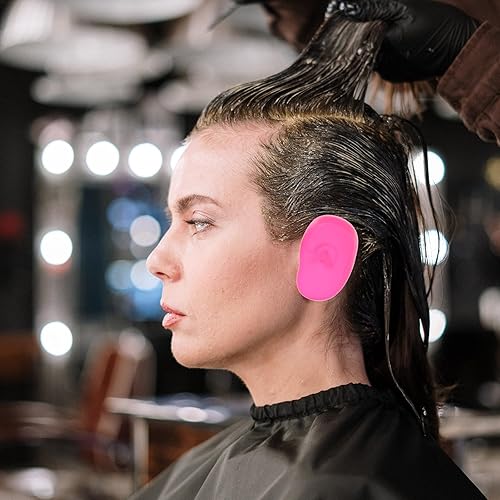 Miniatura 5 de 3 pares de protectores de silicona para los oídos para tinte y tratamiento del cabello, color negro, rosa, rojo, morado, salón y uso doméstico