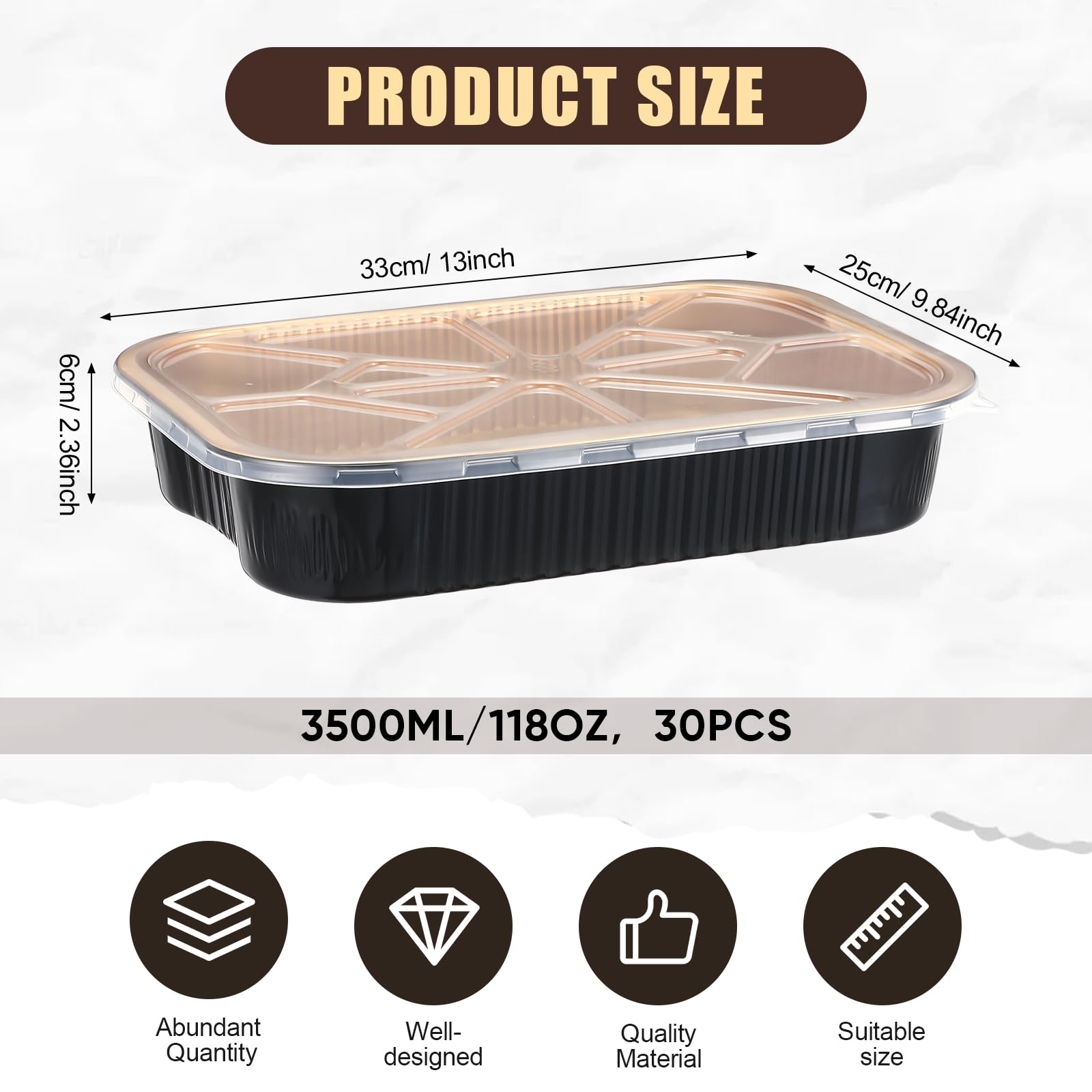 Baderke Aluminum Foil Pans with Lids - 30 Pack -2 Baderke Aluminum Foil Pans with Lids - 30 Pack -2