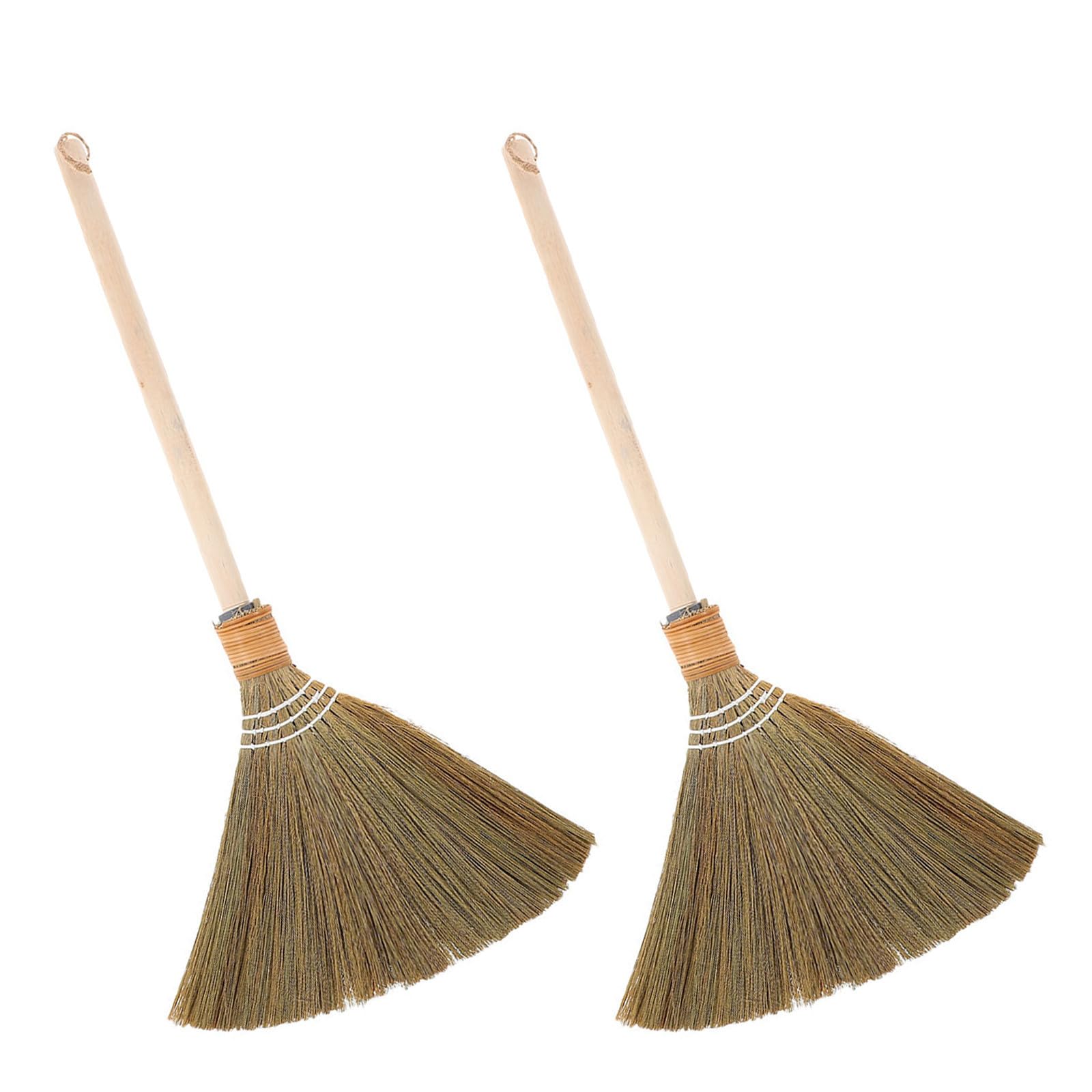 2 Pezzi Scopa Artigianale in Miscanthus Manico Staccabile, Scopa Morbida la Pulizia Delicata e Esterni, Senza Graffiare Le Superfici