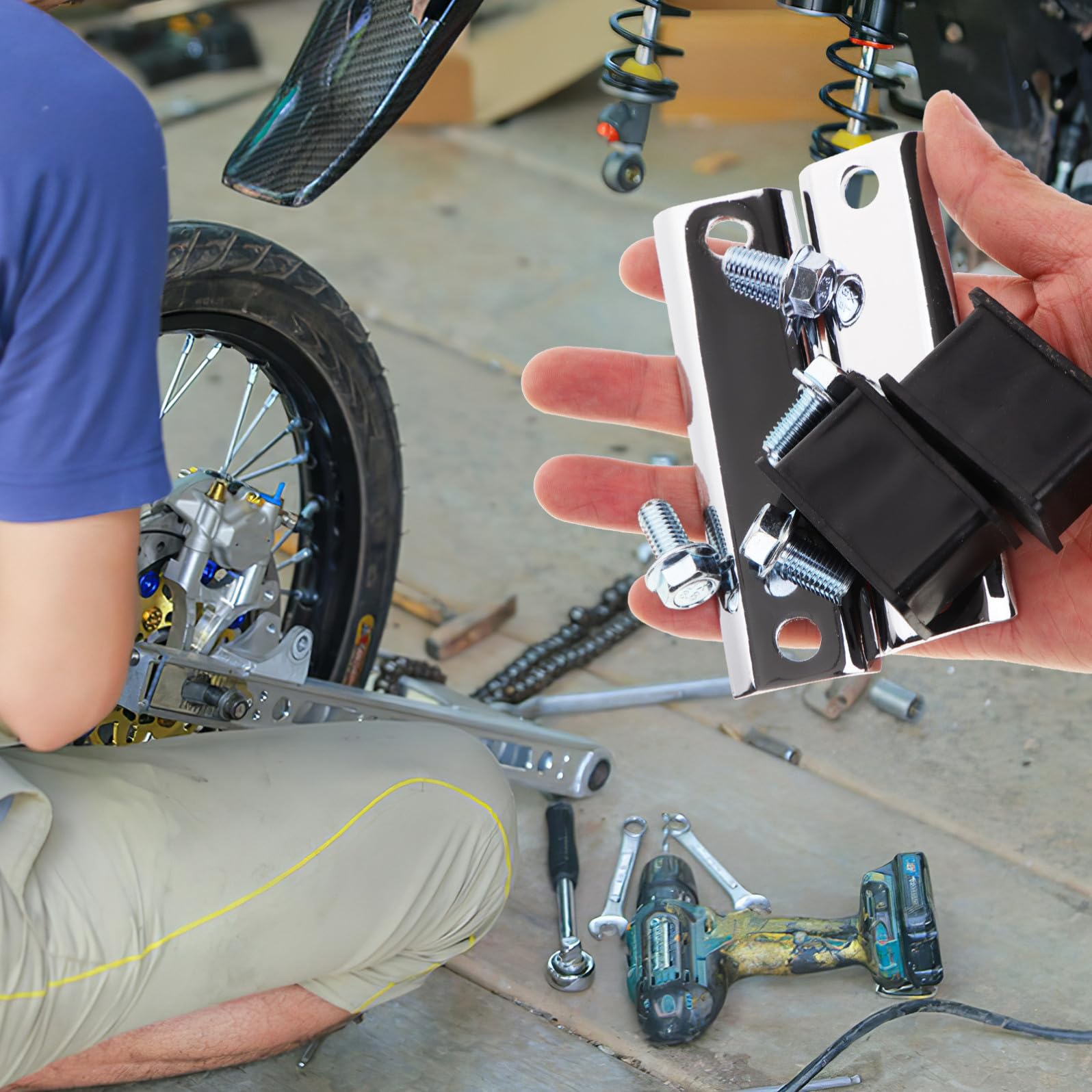 STOBAZA Supporto per Staffa di Scarico Moto in Metallo e Gomma, Riduce Rumore e Facile da Installare, Adatto per Harley Touring Glide, Ammortizzatore Antiurto