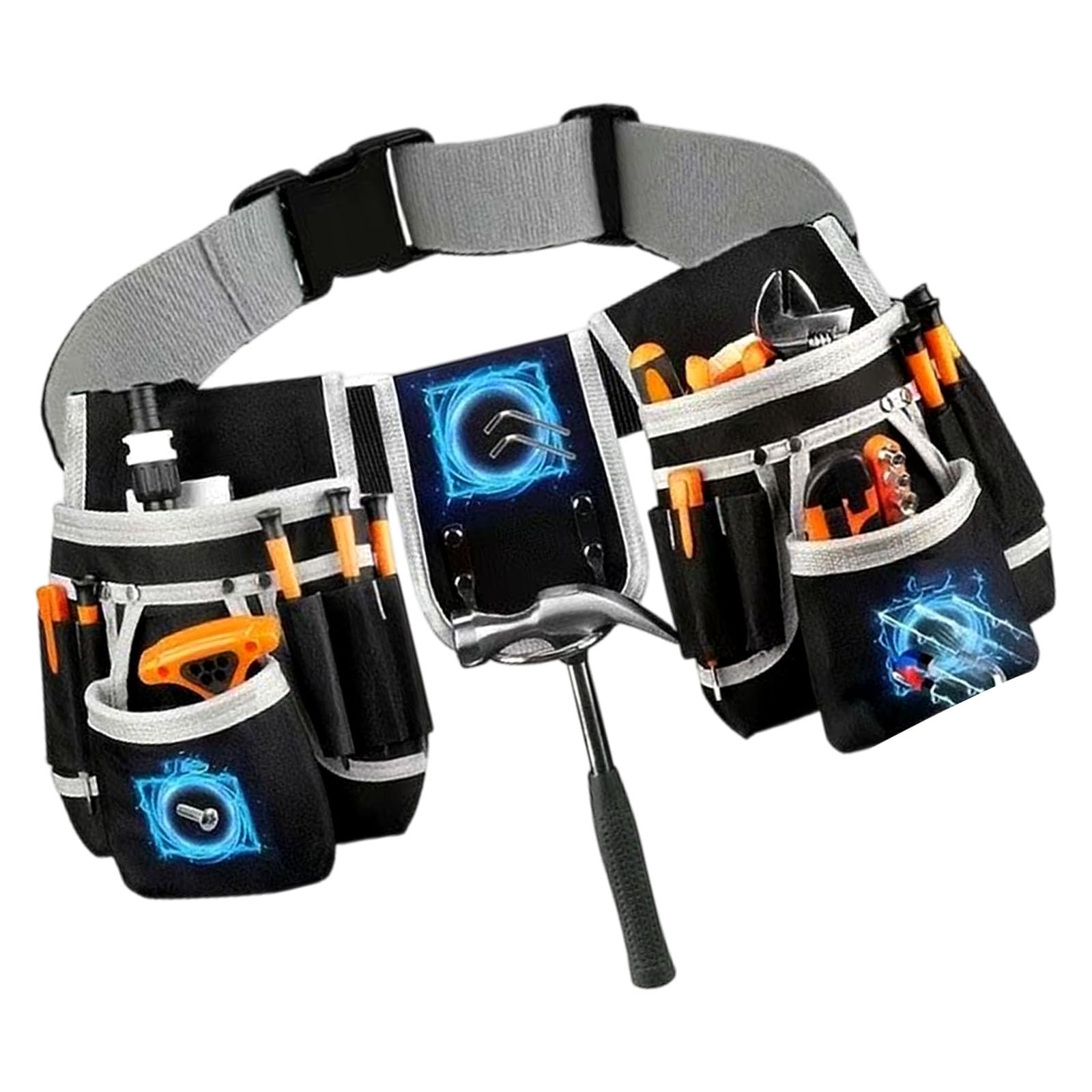 Mekalero Grey Work Pouches Electrician Bag Tool Belt For Electricians 600D Cloth Fabric Storage Bag Belt