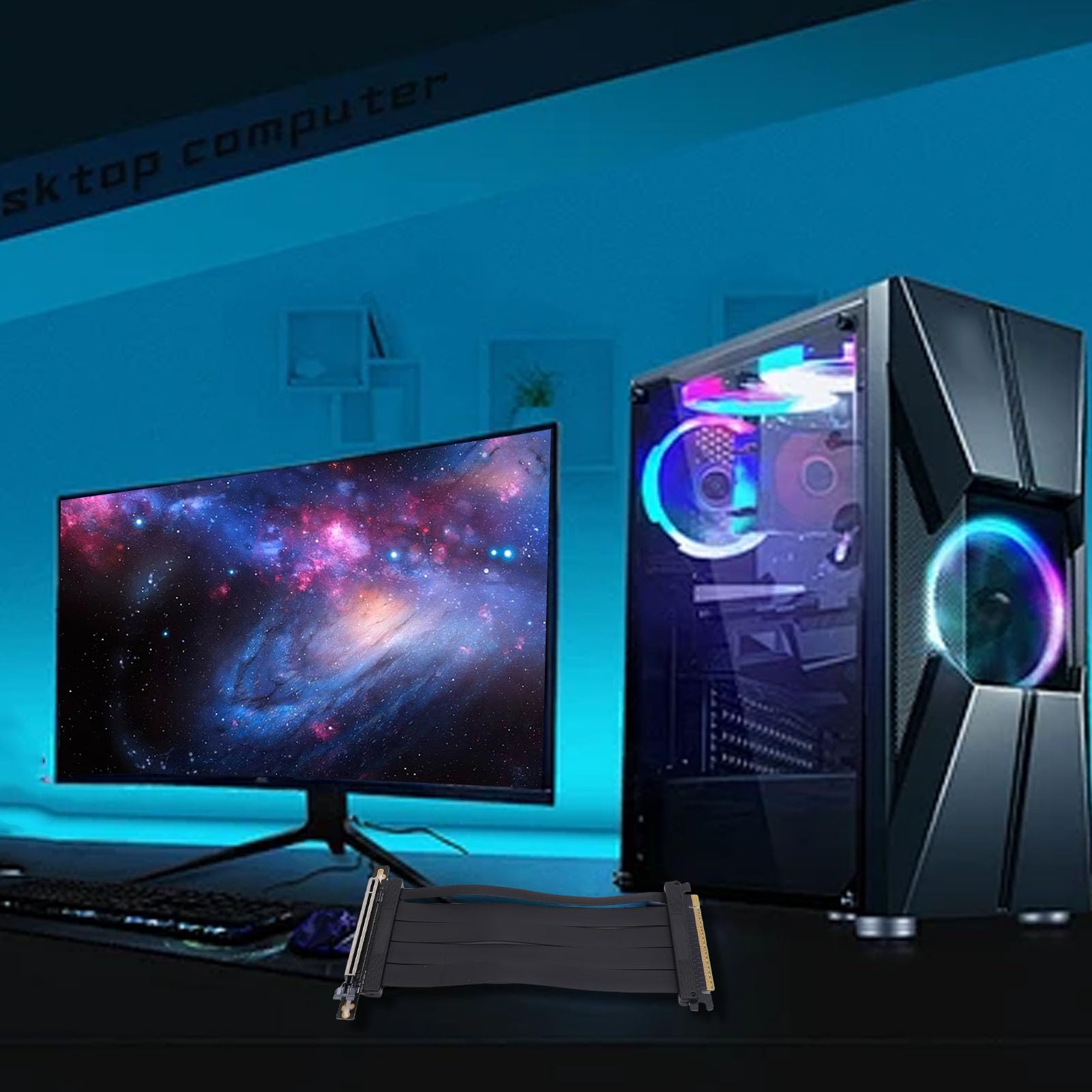 PCIe 5.0 Cables Ascendentes, Enchufe de Protector de Cable y Prueba Futura para Futuras Pruebas para GPU Gen 5, Diseño Segmentado por Cable de Extensión de la Tarjeta Elevadora,