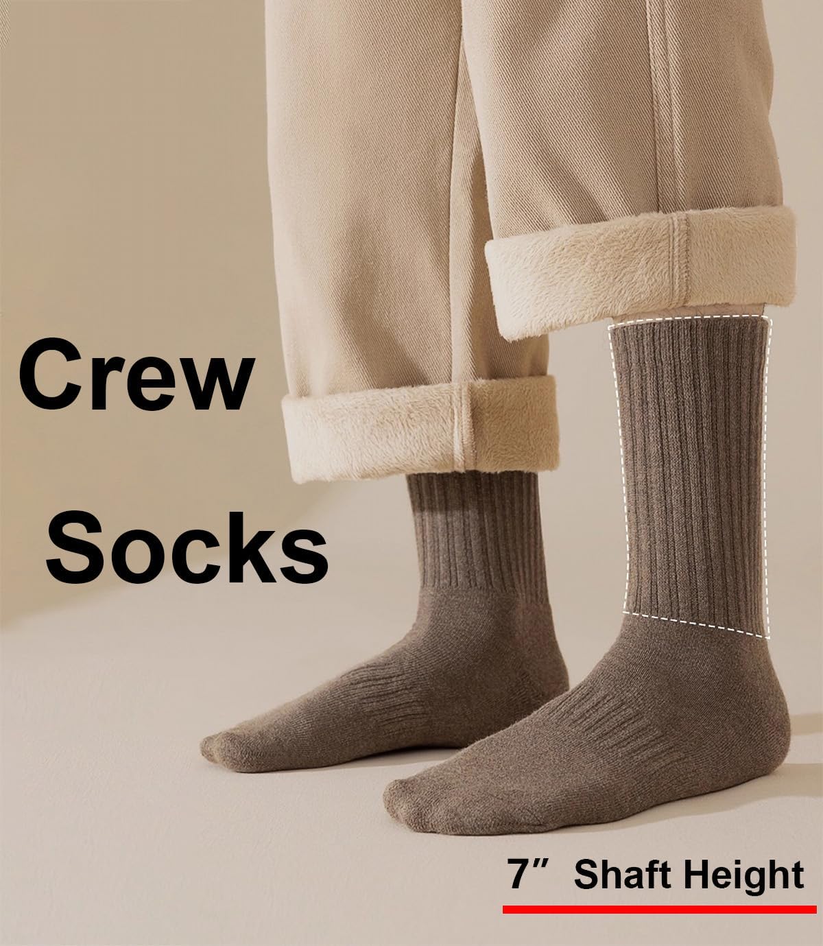 Thick Cotton Crew Work Socks for Men, Men's Cushioned Athletic Casual Boot Socks - Image 7