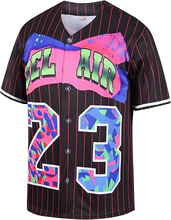 Bel Air Baseball Jersey,90s Hip Hop Clothing for Men and Women, Short Sleeves T Shirt for Party