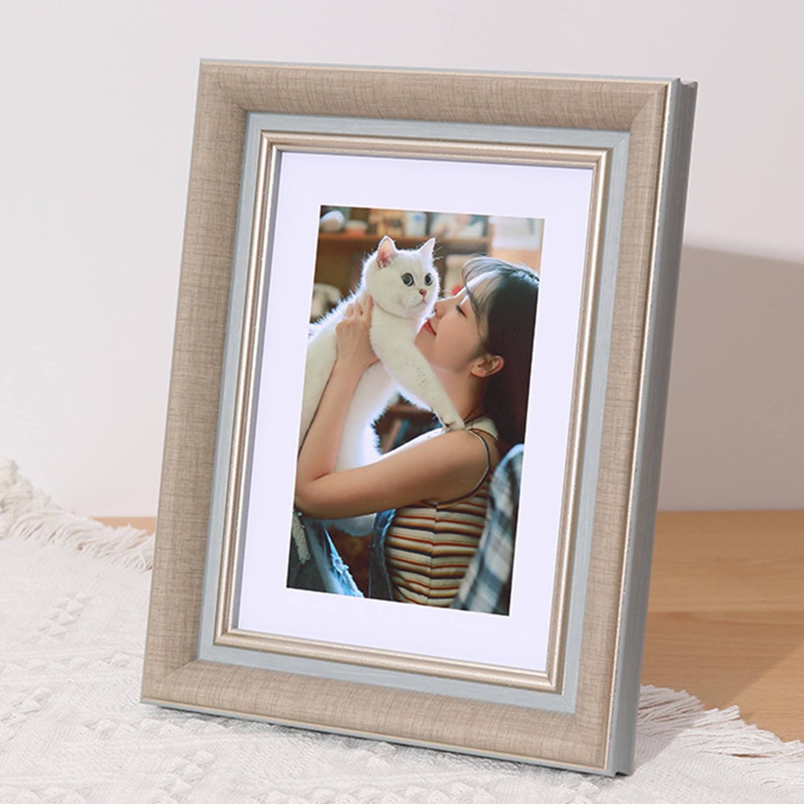marysgift Photo Frame Small Picture Frames Thin Wooden Picture Frame for Posters Poster Prints and Photos Ideal for Interior Design Tabletop Frames (Flax,5")