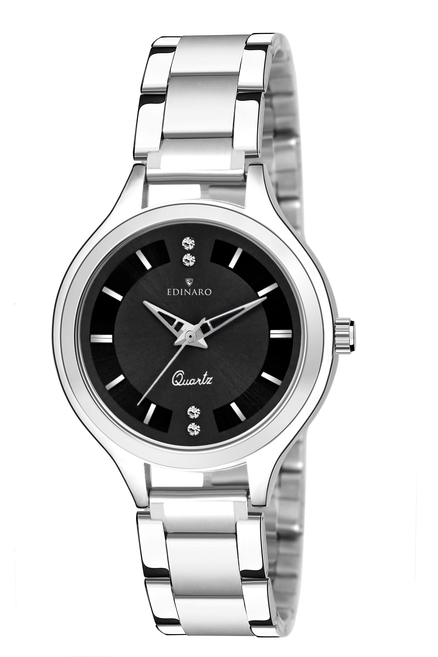 EDINARO Watches for Women Round Studded Dial |Analogue Quartz Movemnet |Long Battery Life|Stainless Steel Adjustable Bracelet Chain Strap|Double Lock Clasp Safety Watches for Girls (B09P1K72FC) Amazon Price History, Amazon Price Tracker