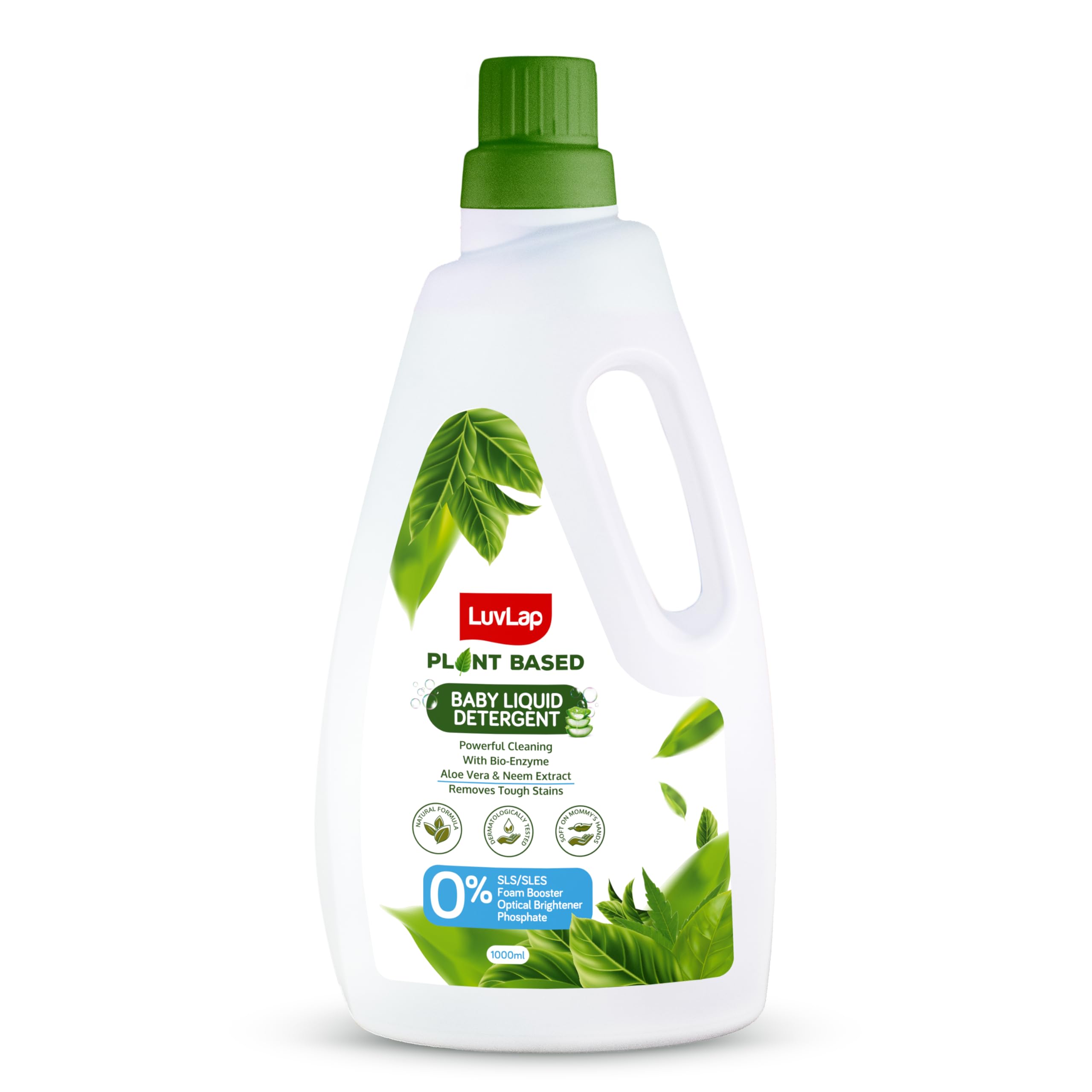 LuvLap Plant Based Baby Laundry Liquid Detergent, 1000ml (Powered by Plant) With Bio-Enzymes, Aloe Vera & Neem, Dermatologically Tested, Free From SLS/SLES, Dyes & OpticalBrighteners