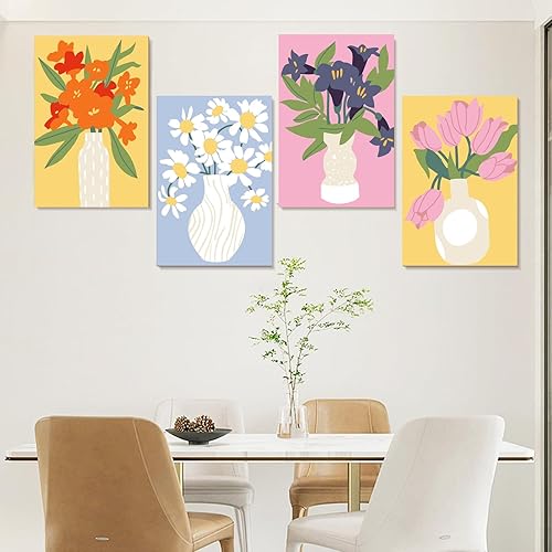 Kit Pintura Por Números Adultos Pack 4 Lienzos Enmarcados: Incluye Pinceles Y Pinturas, Fácil Y Relajante